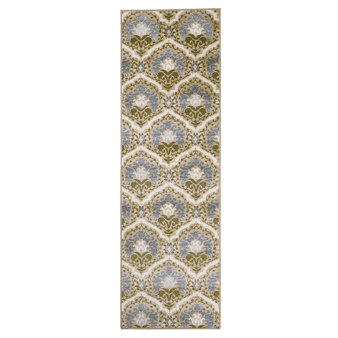Chloe Floral Damask Non-Slip Washable Indoor Area Rug or Runner - Taupe