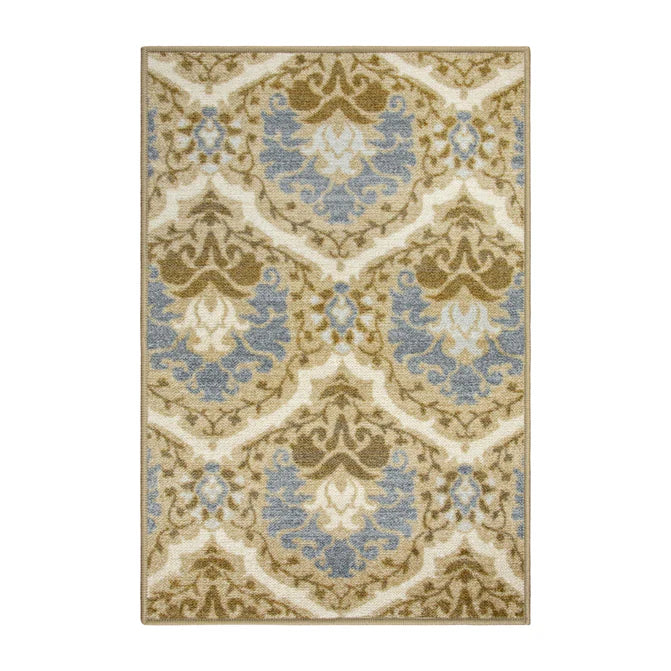 Chloe Floral Damask Non-Slip Washable Indoor Area Rug or Runner - Taupe