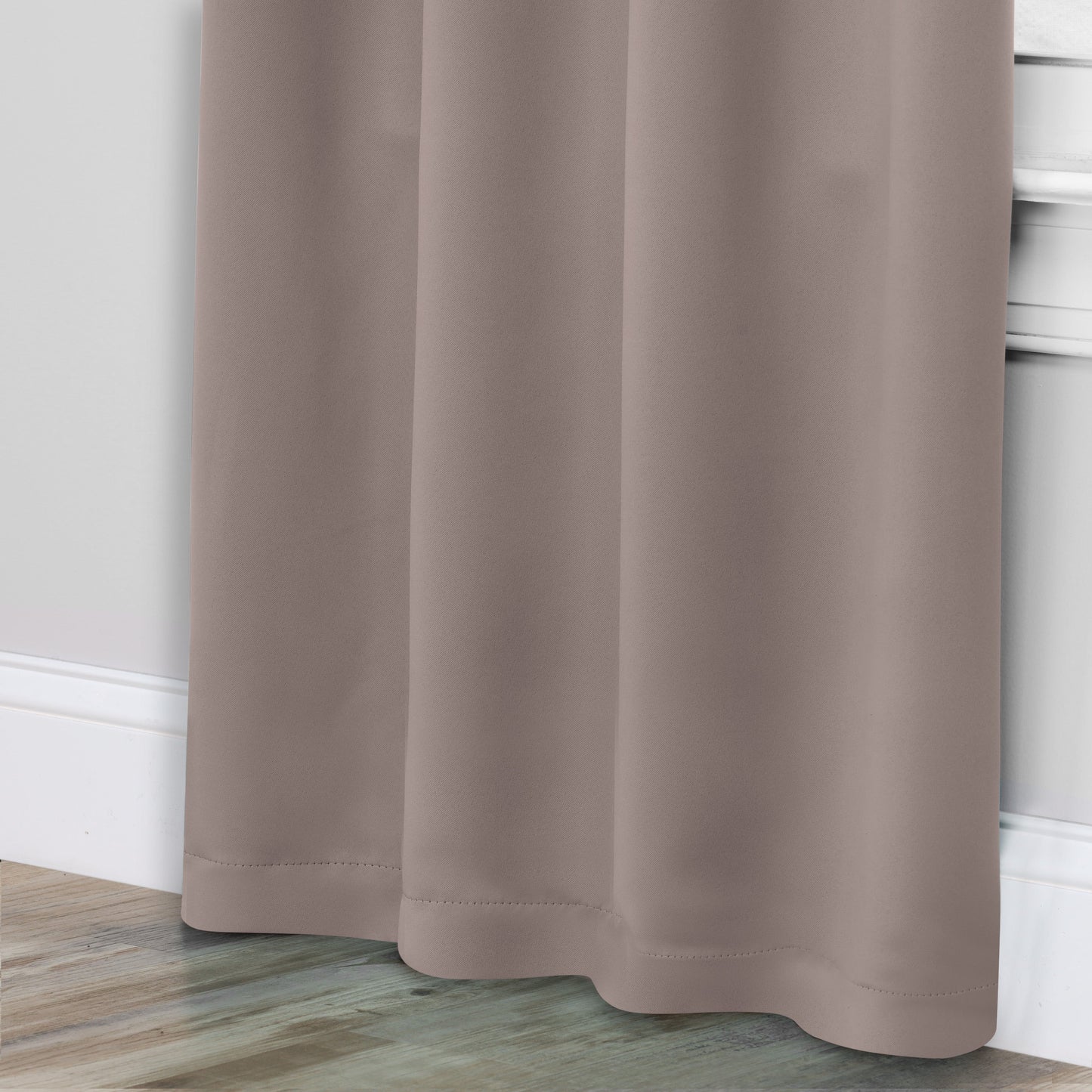 Solid Room Darkening Rod Pocket Blackout Curtain Panels, Set of 2 - Taupe
