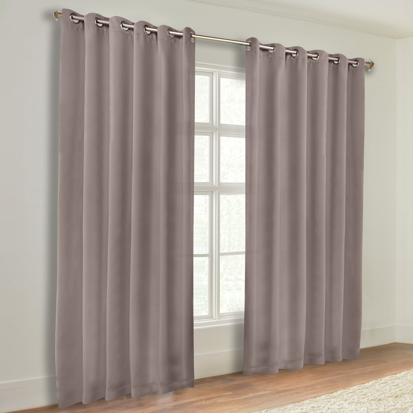 Classic Modern Solid Room Darkening Blackout Curtain Panels, Set of 2