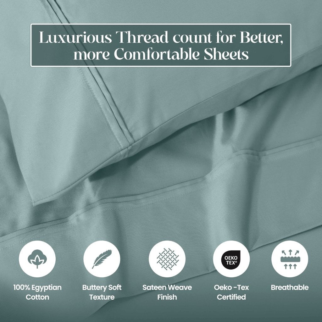 1200 Thread Count Egyptian Cotton 2 Piece Pillowcase Set