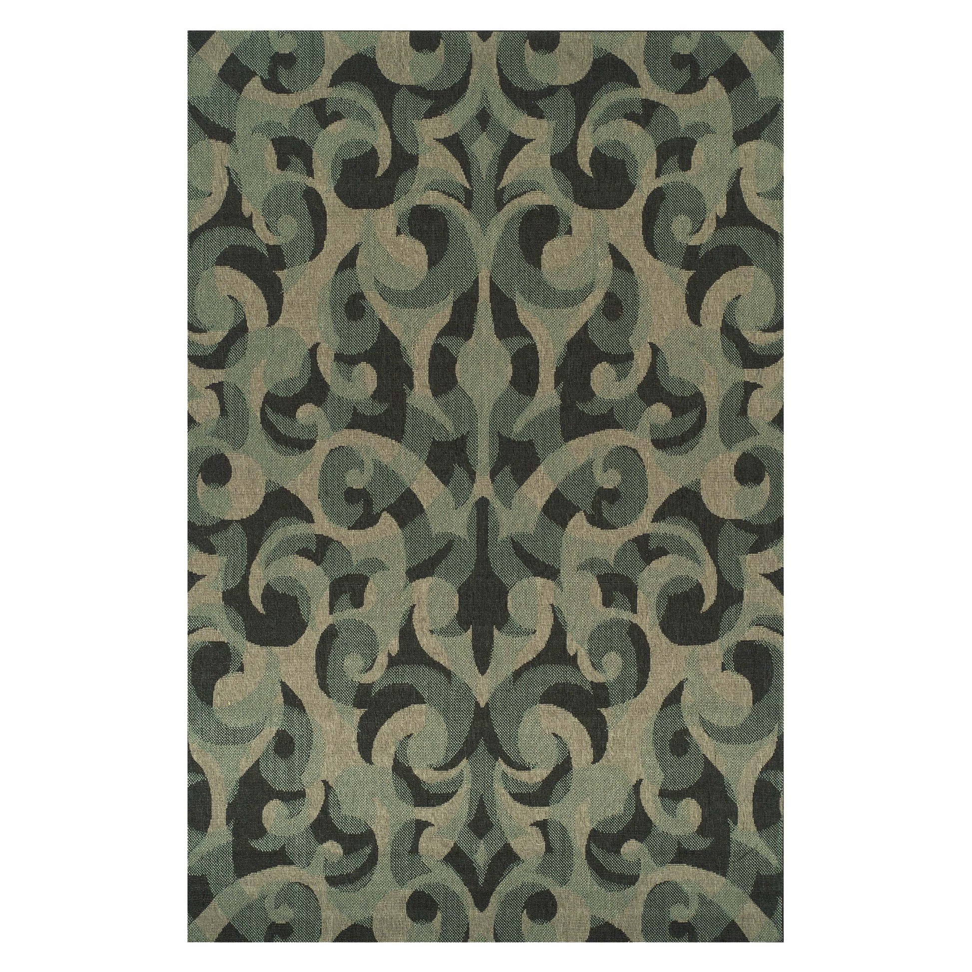 Aldaine Vintage Damask Indoor Outdoor Area Rug - Teal