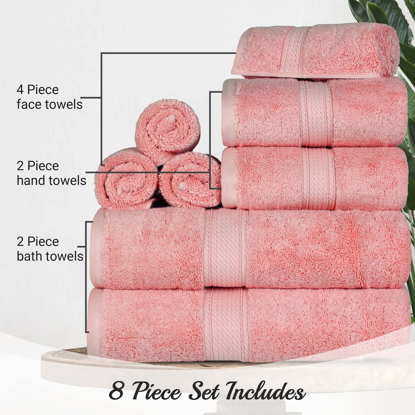 Madison Egyptian Cotton Pile Plush Heavyweight 8 Piece Towel Set