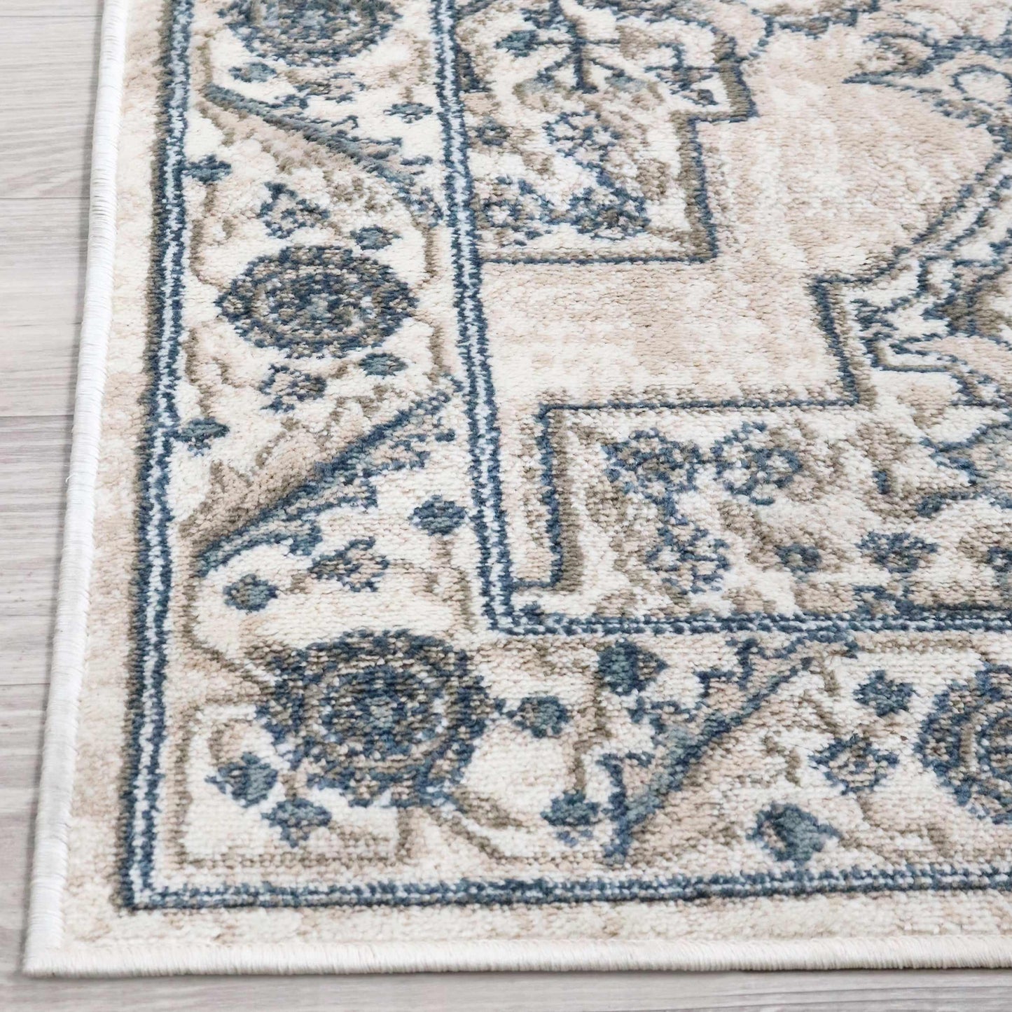 Superior Traditional Geometric Floral Medallion Design Indoor Home Area Rug - Beige