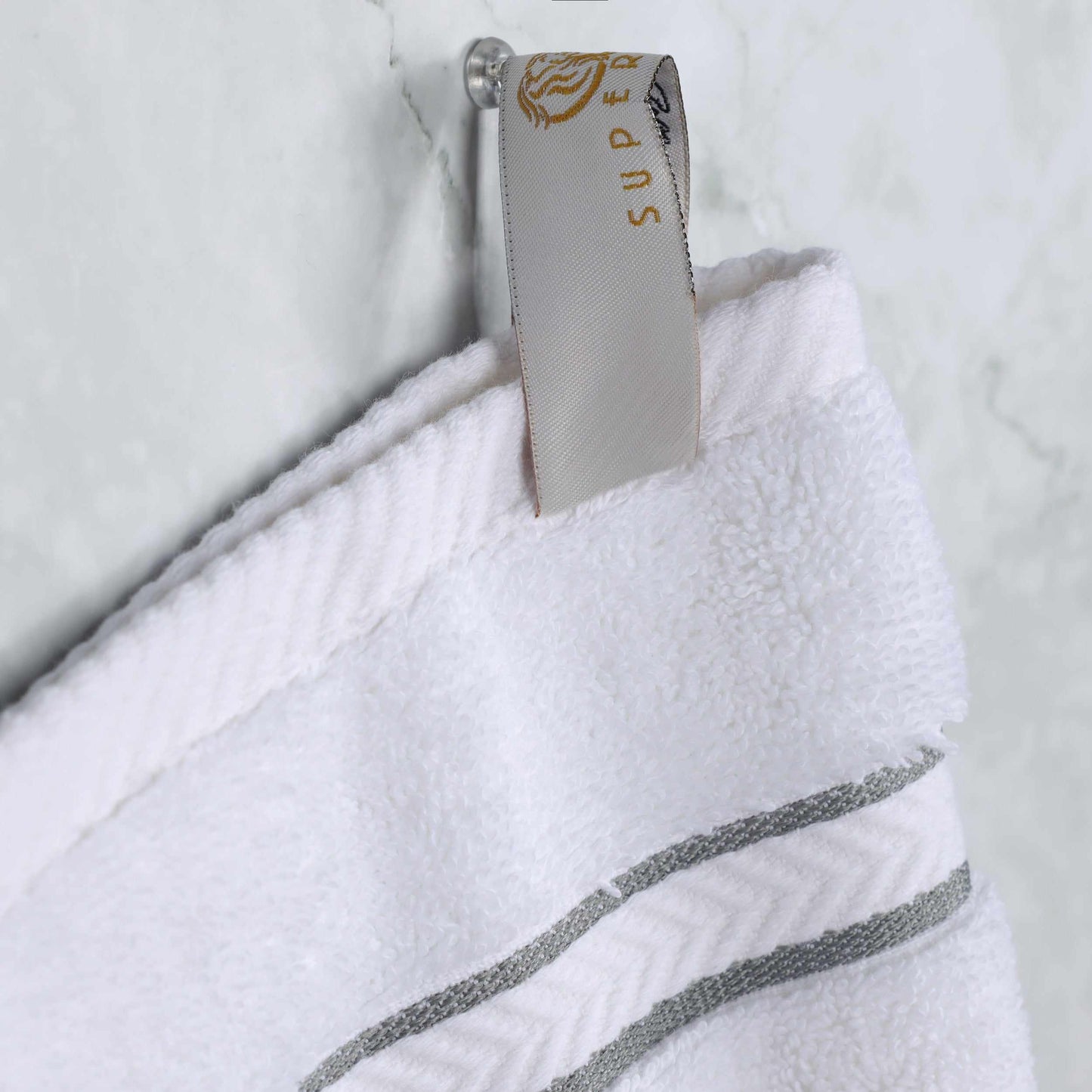 Traditional Organic Wave 650 GSM 8- Pieces Towel Set - White-Charcoal