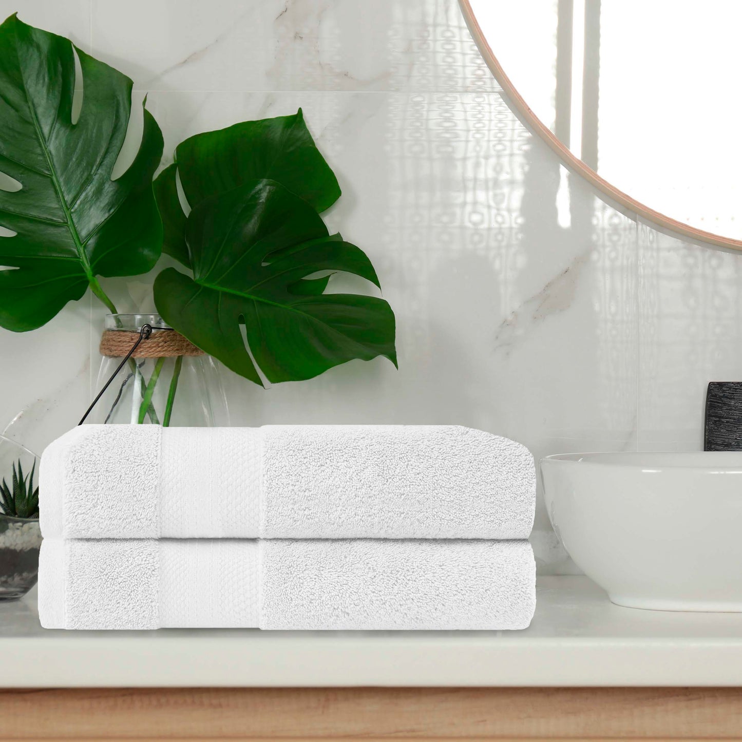 Superior Premium Turkish-Cotton Assorted Towel Set - White