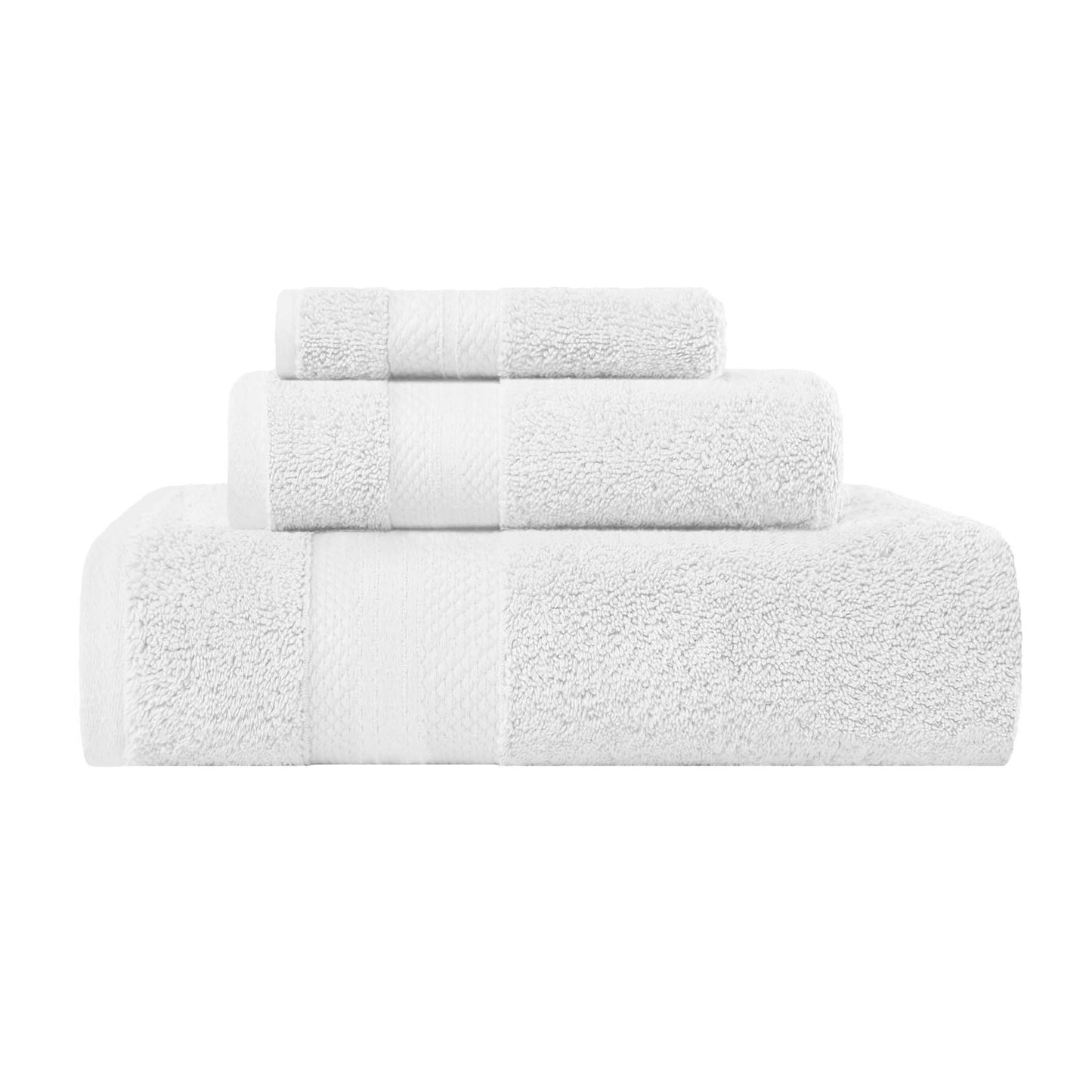 Superior Premium Turkish-Cotton Assorted Towel Set - White