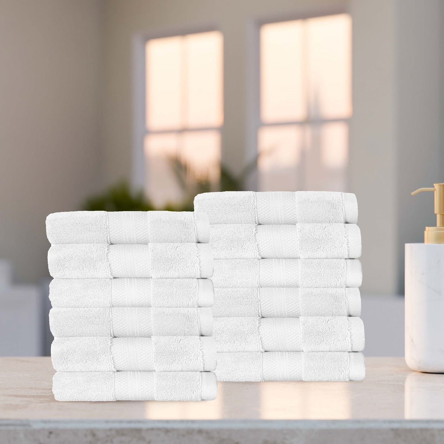 Superior Premium Turkish-Cotton Assorted Towel Set - White