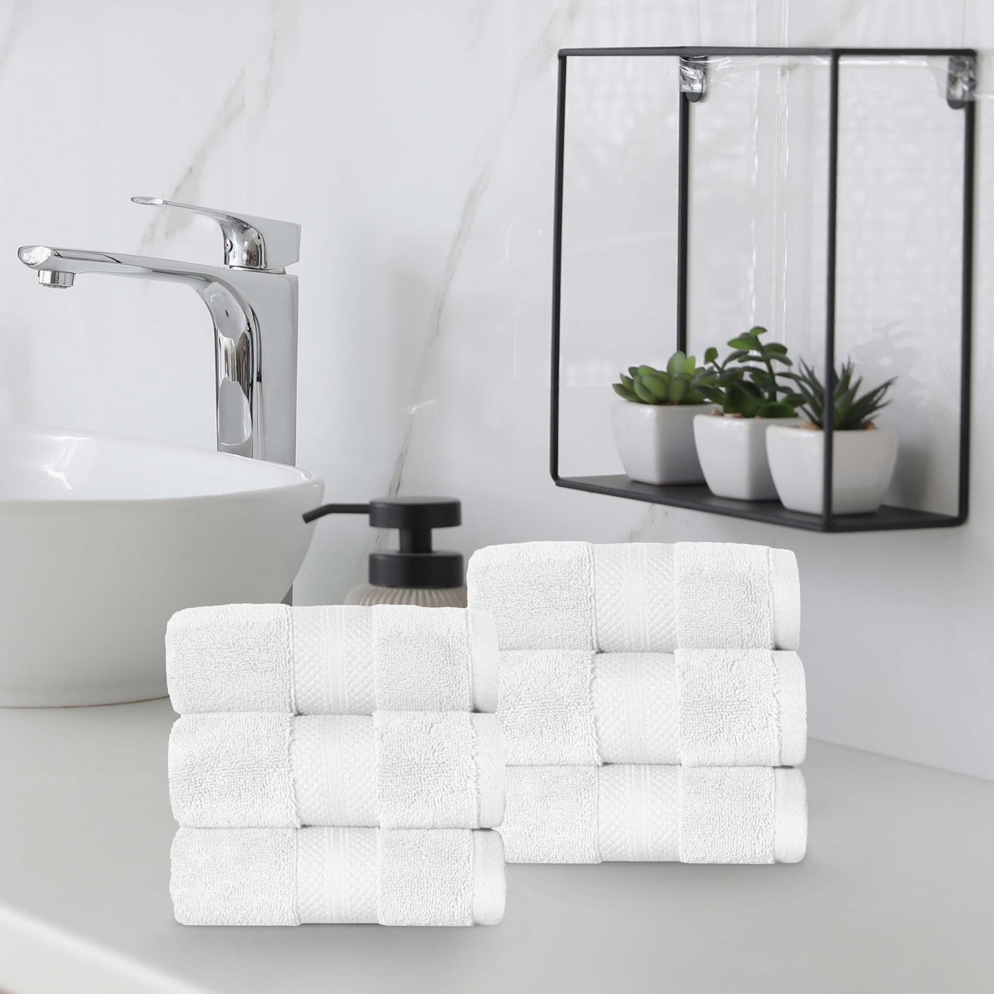 Superior Premium Turkish-Cotton Assorted Towel Set - White