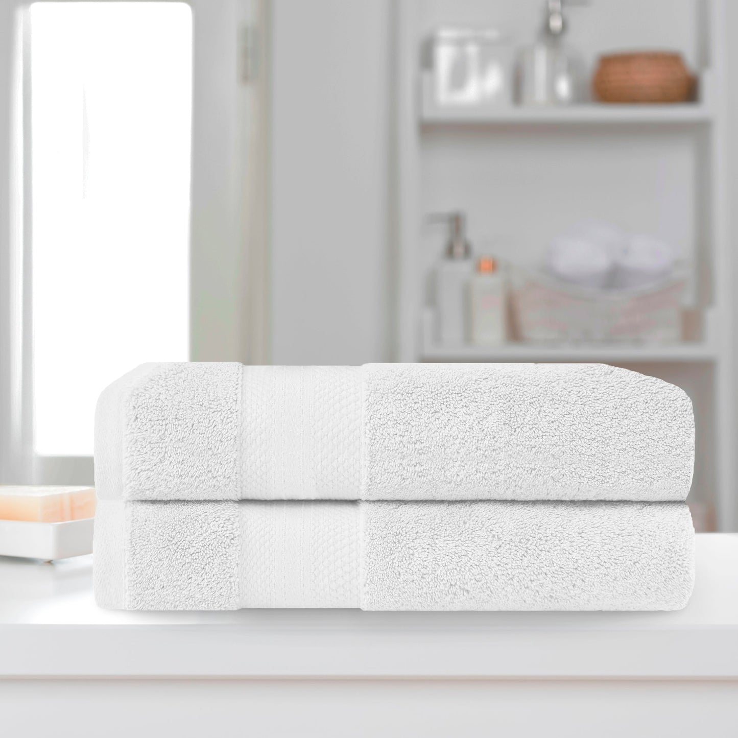 Superior Premium Turkish-Cotton Assorted Towel Set - White