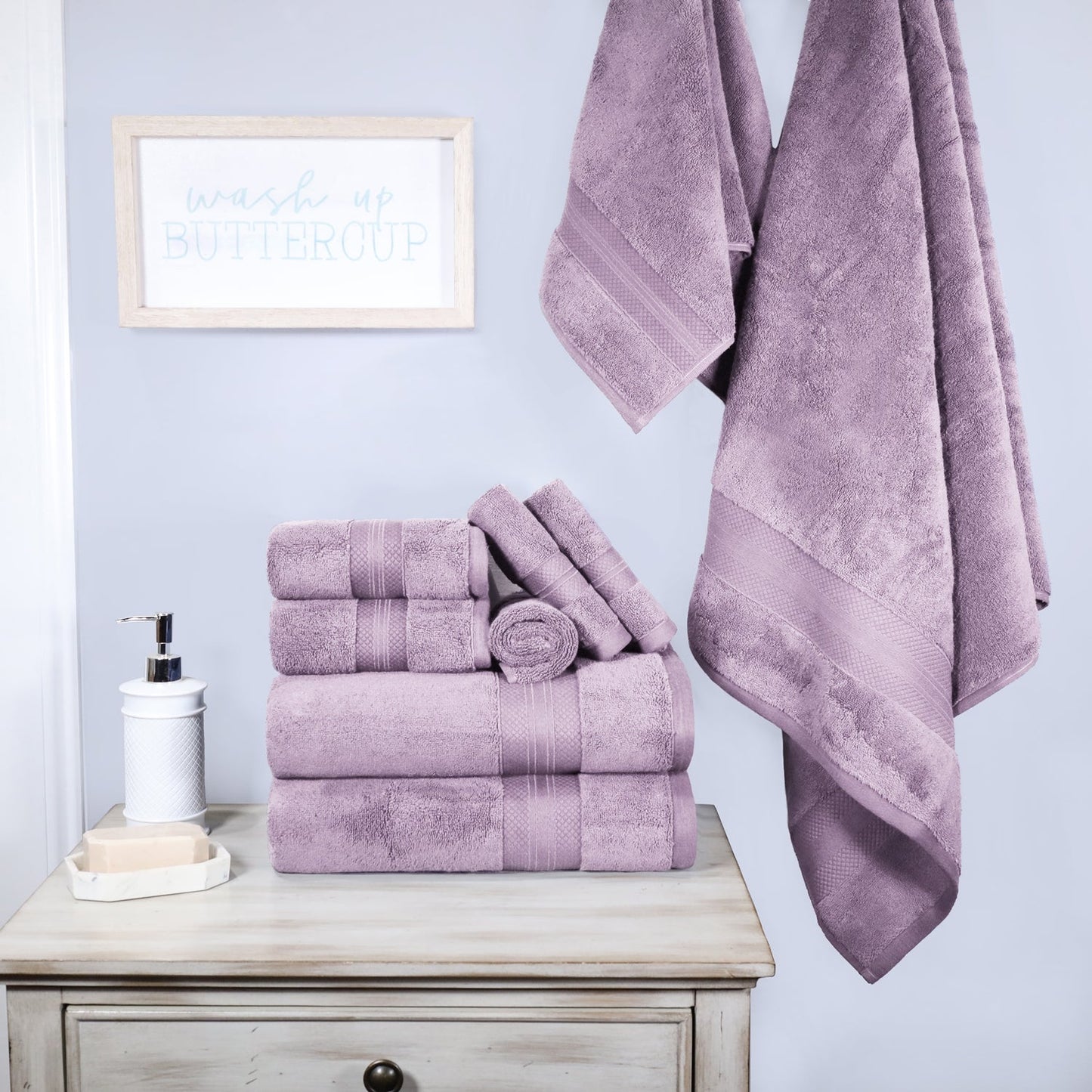 Superior Premium Turkish-Cotton Assorted Towel Set - Wisteria