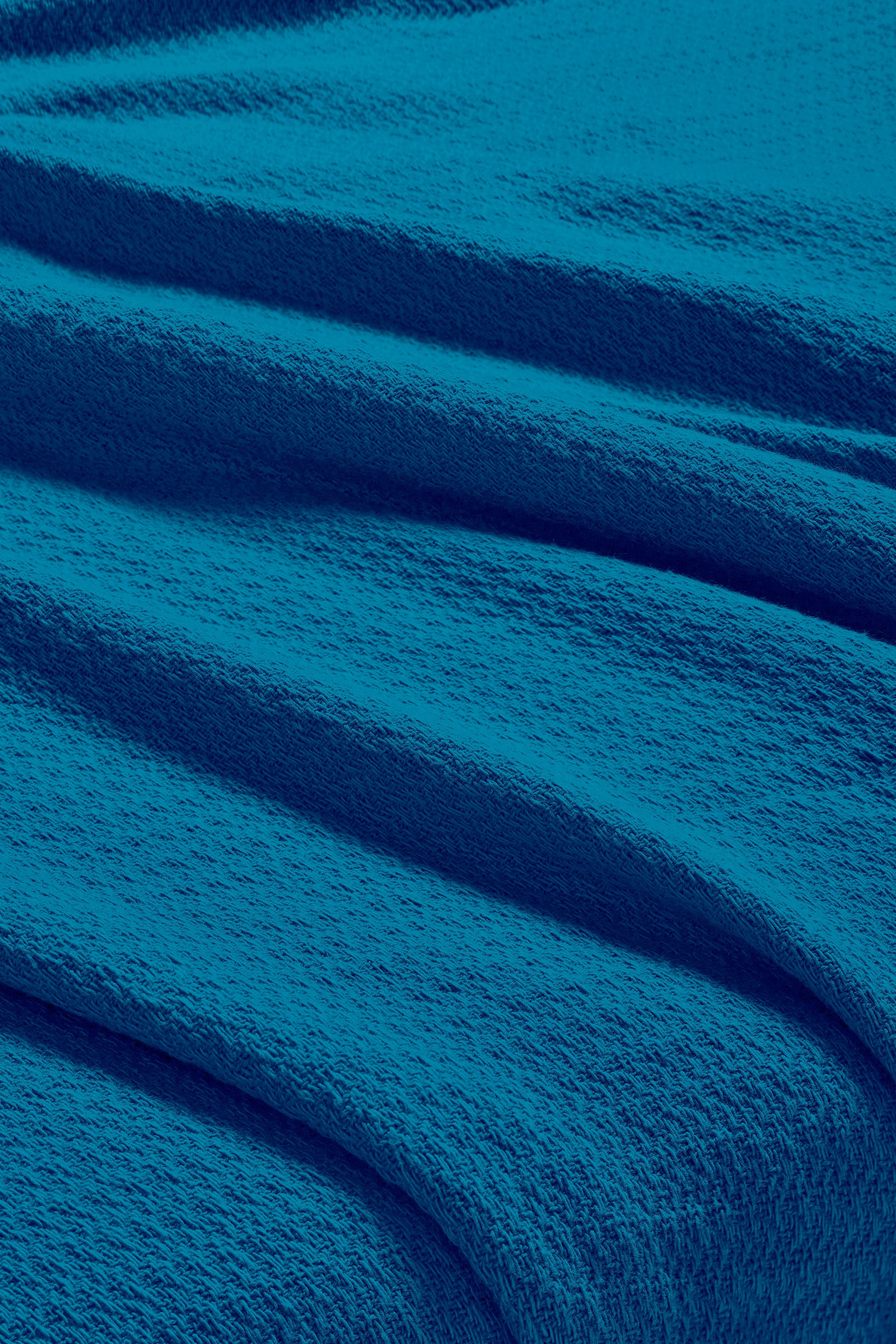 Waffle Weave Honeycomb Knit Soft Solid Textured Cotton Blanket - Azure
