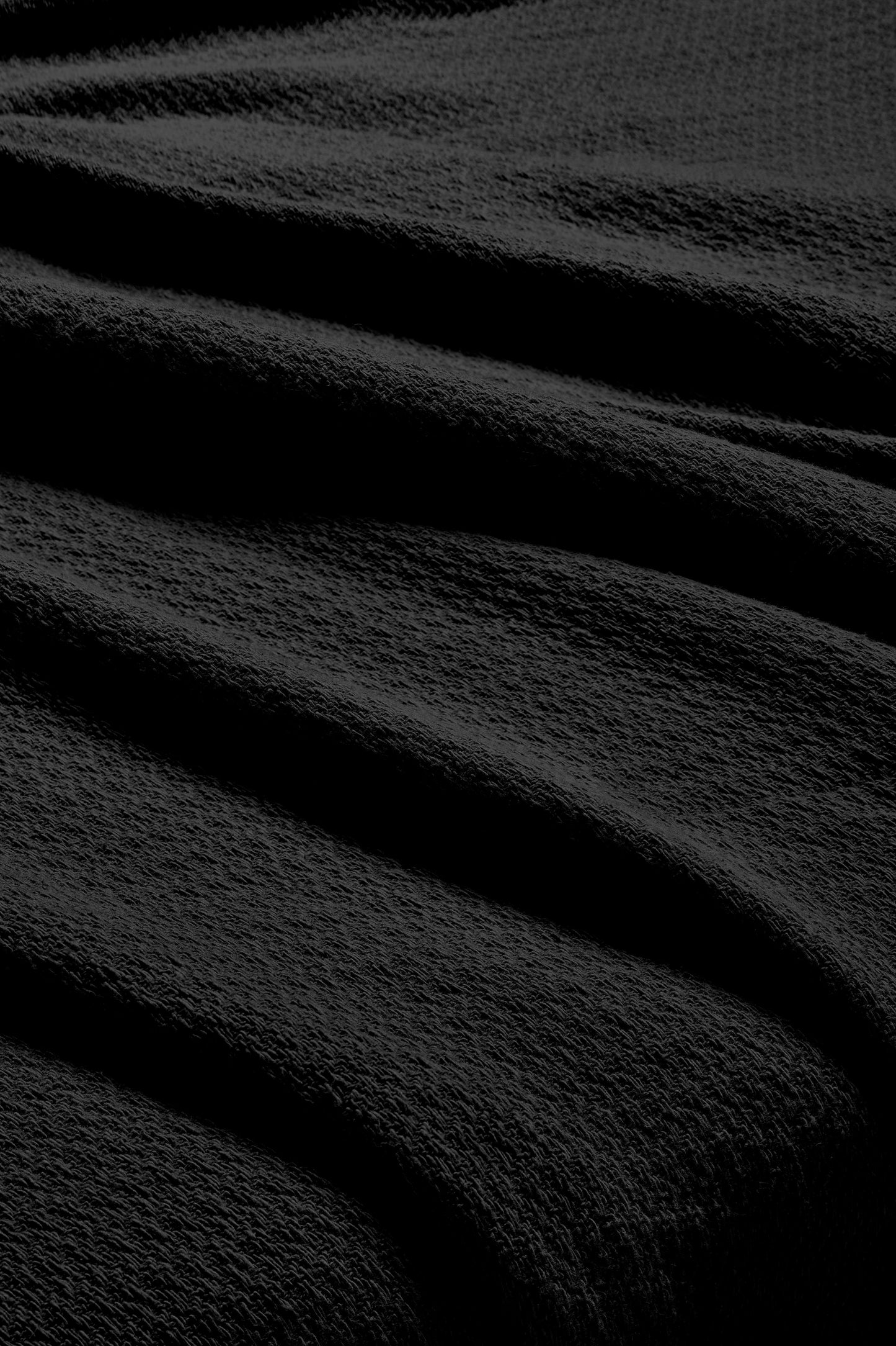 Waffle Weave Honeycomb Knit Soft Solid Textured Cotton Blanket - Black
