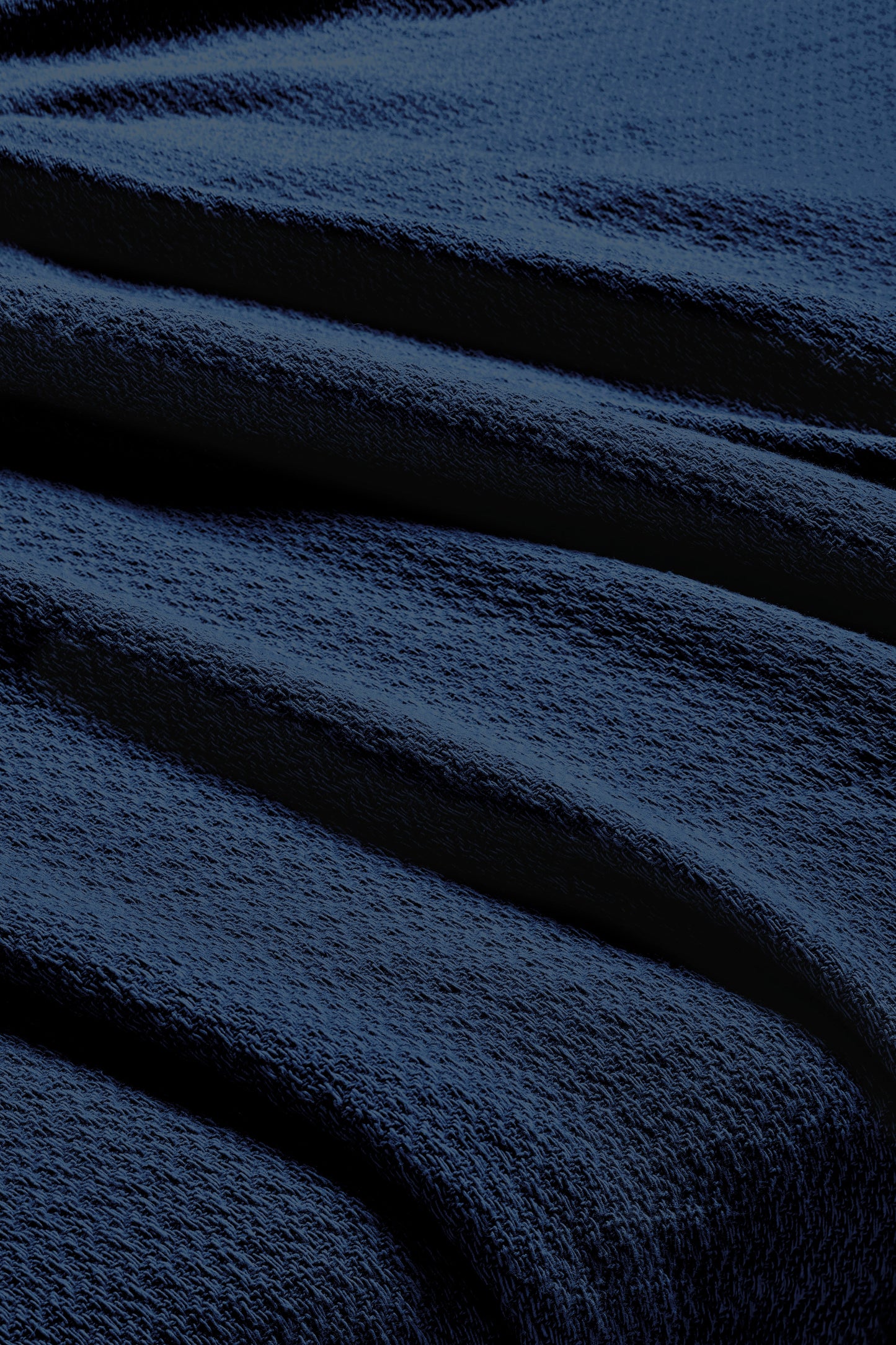 Waffle Weave Honeycomb Knit Soft Solid Textured Cotton Blanket - Navy Blue