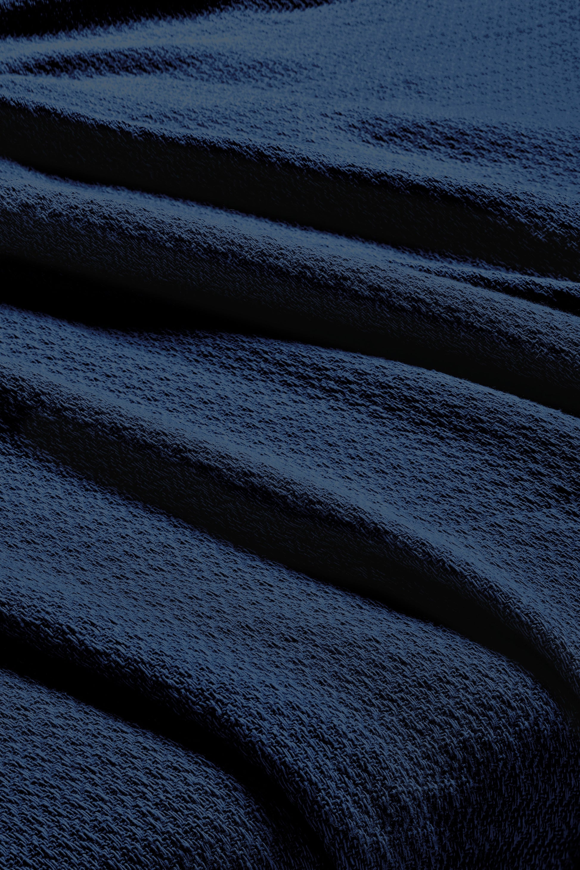Waffle Weave Honeycomb Knit Soft Solid Textured Cotton Blanket - Navy Blue