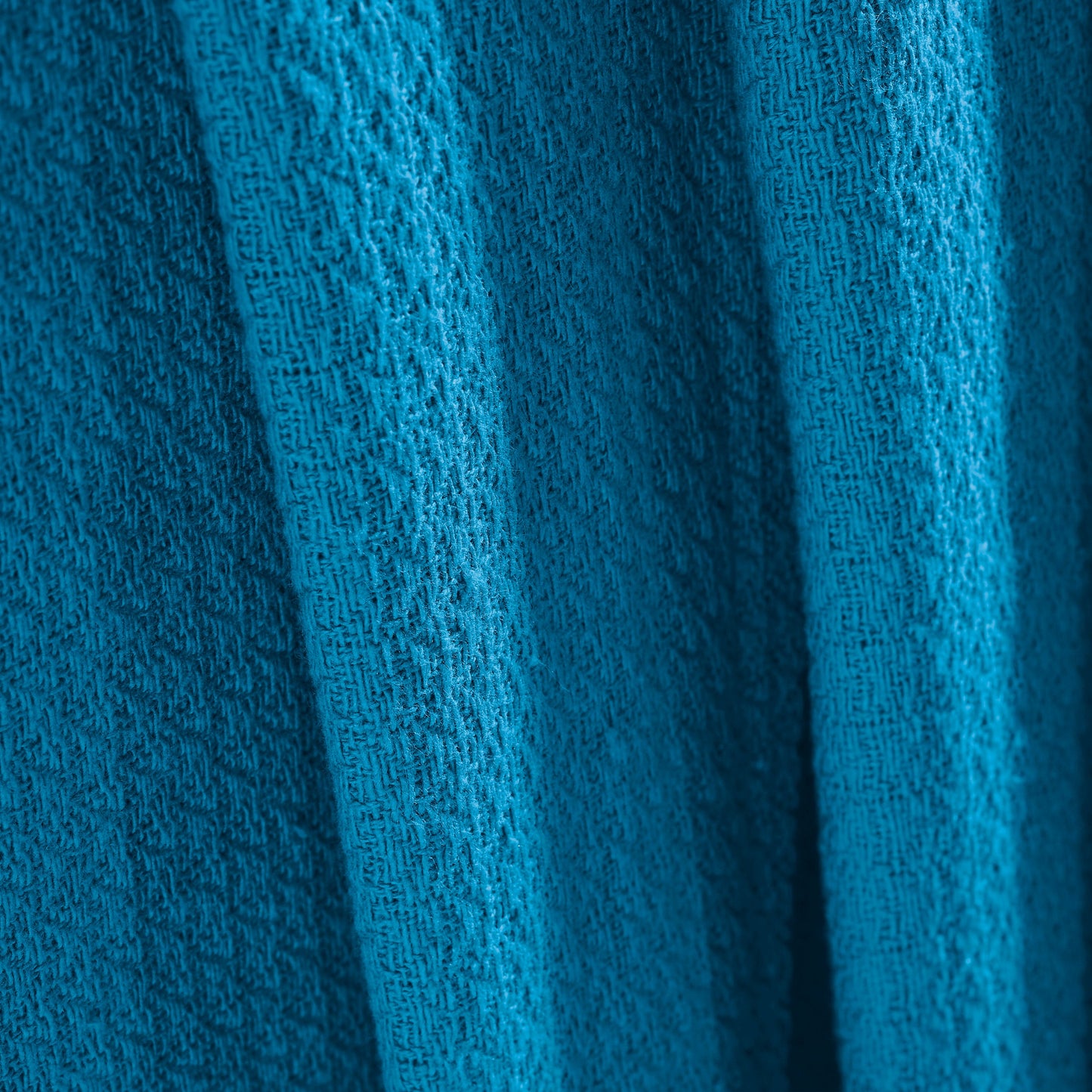 Waffle Weave Honeycomb Knit Soft Solid Textured Cotton Blanket - Azure