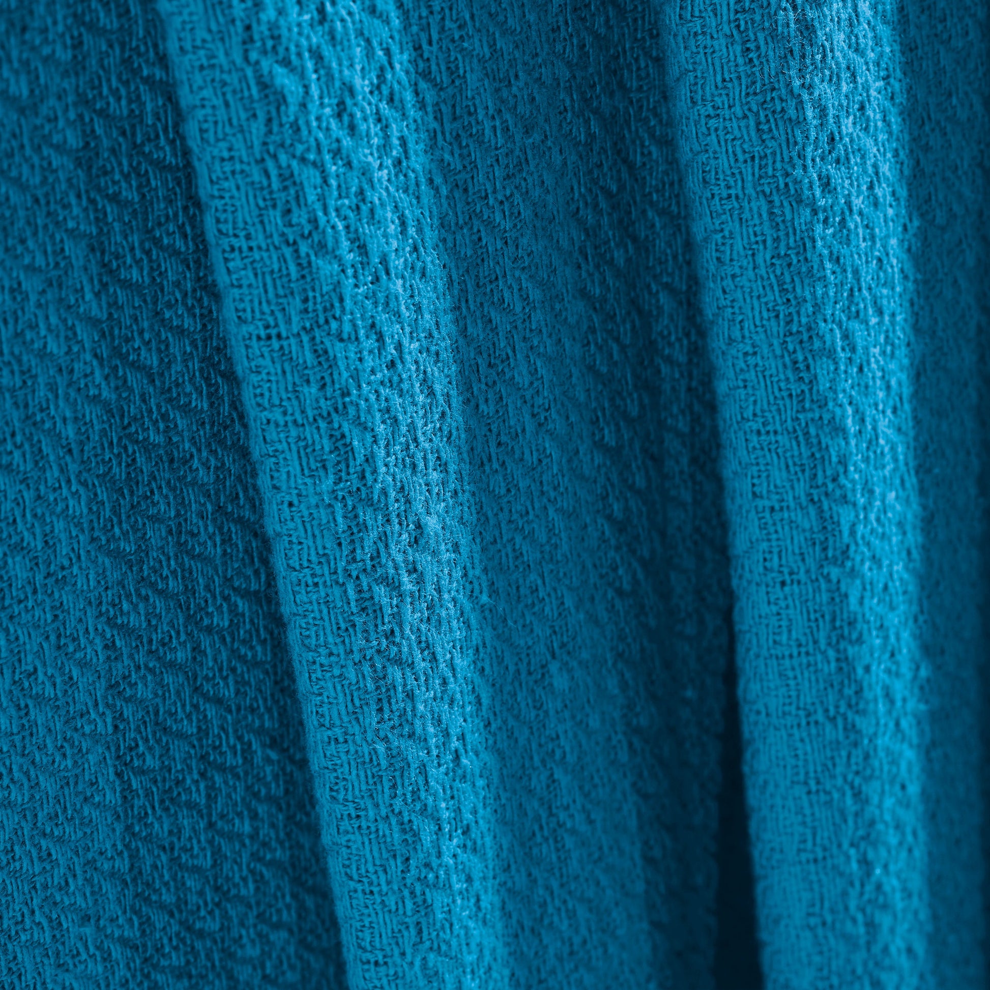 Waffle Weave Honeycomb Knit Soft Solid Textured Cotton Blanket - Azure