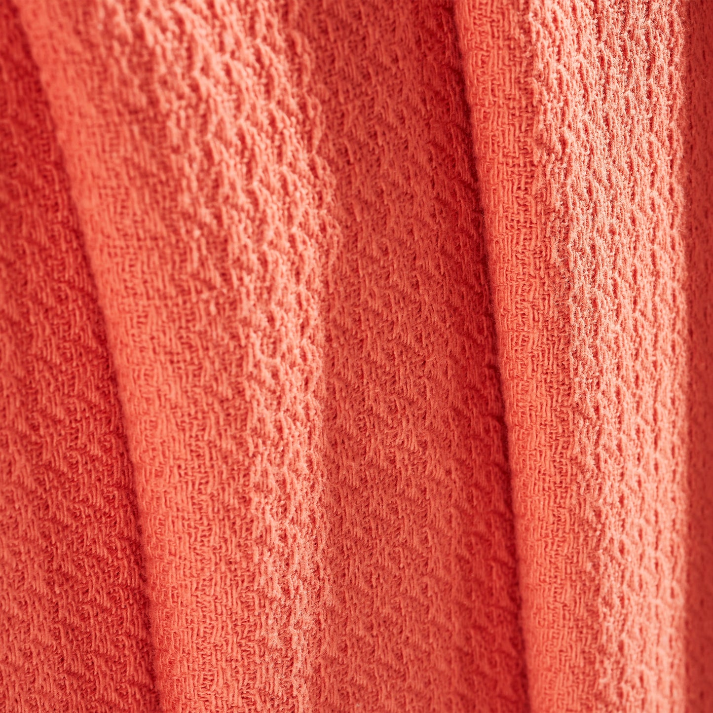 Waffle Weave Honeycomb Knit Soft Solid Textured Cotton Blanket - Coral