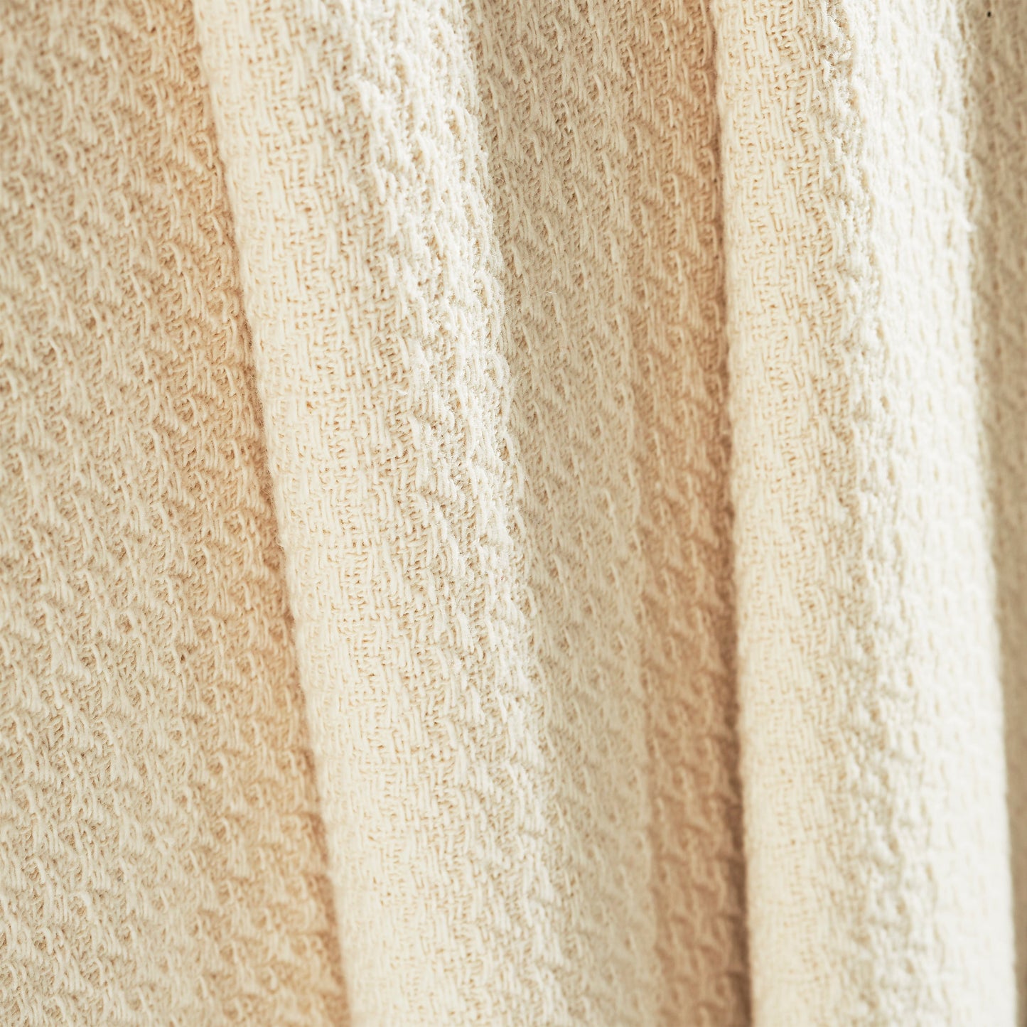 Waffle Weave Honeycomb Knit Soft Solid Textured Cotton Blanket - Ivory