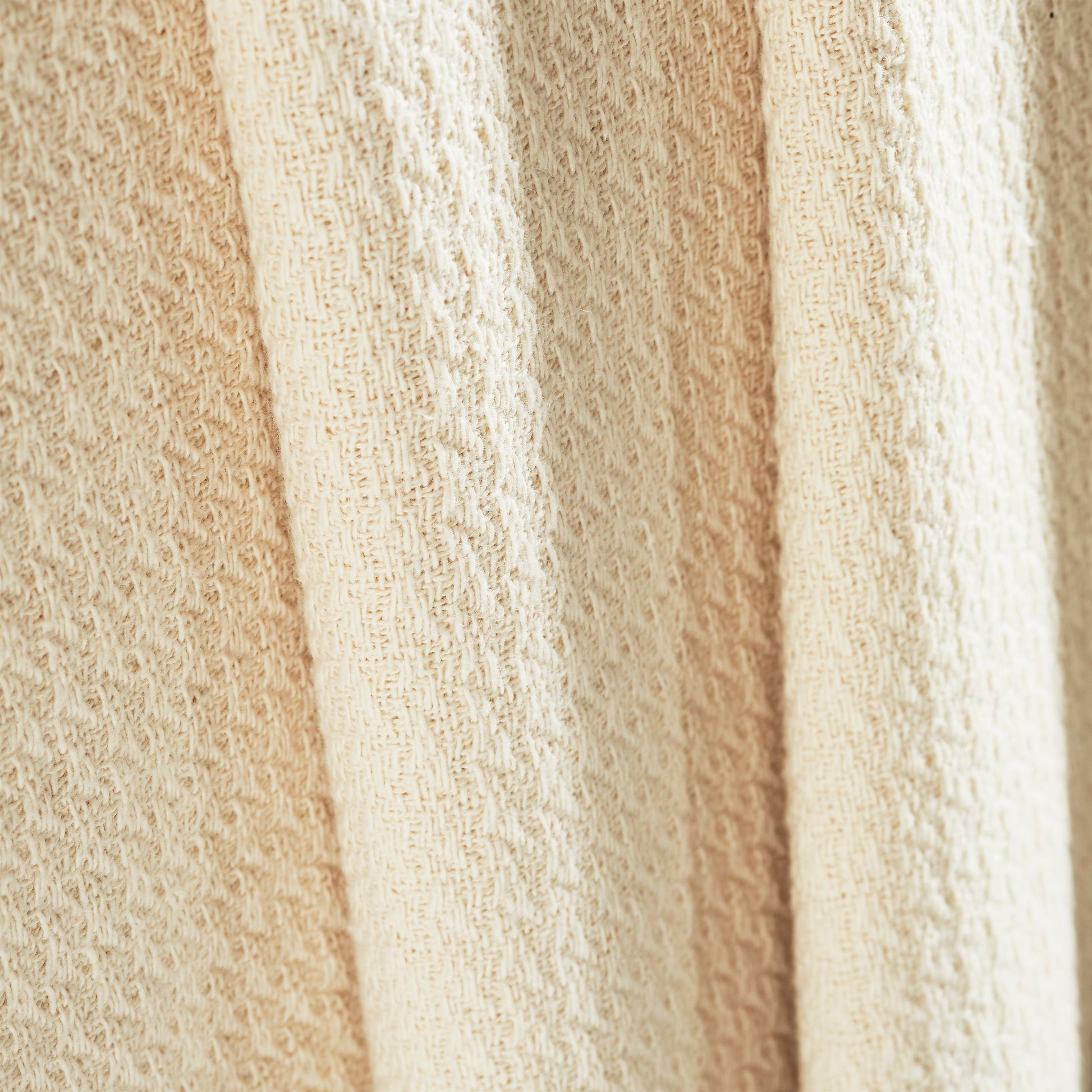 Waffle Weave Honeycomb Knit Soft Solid Textured Cotton Blanket - Ivory