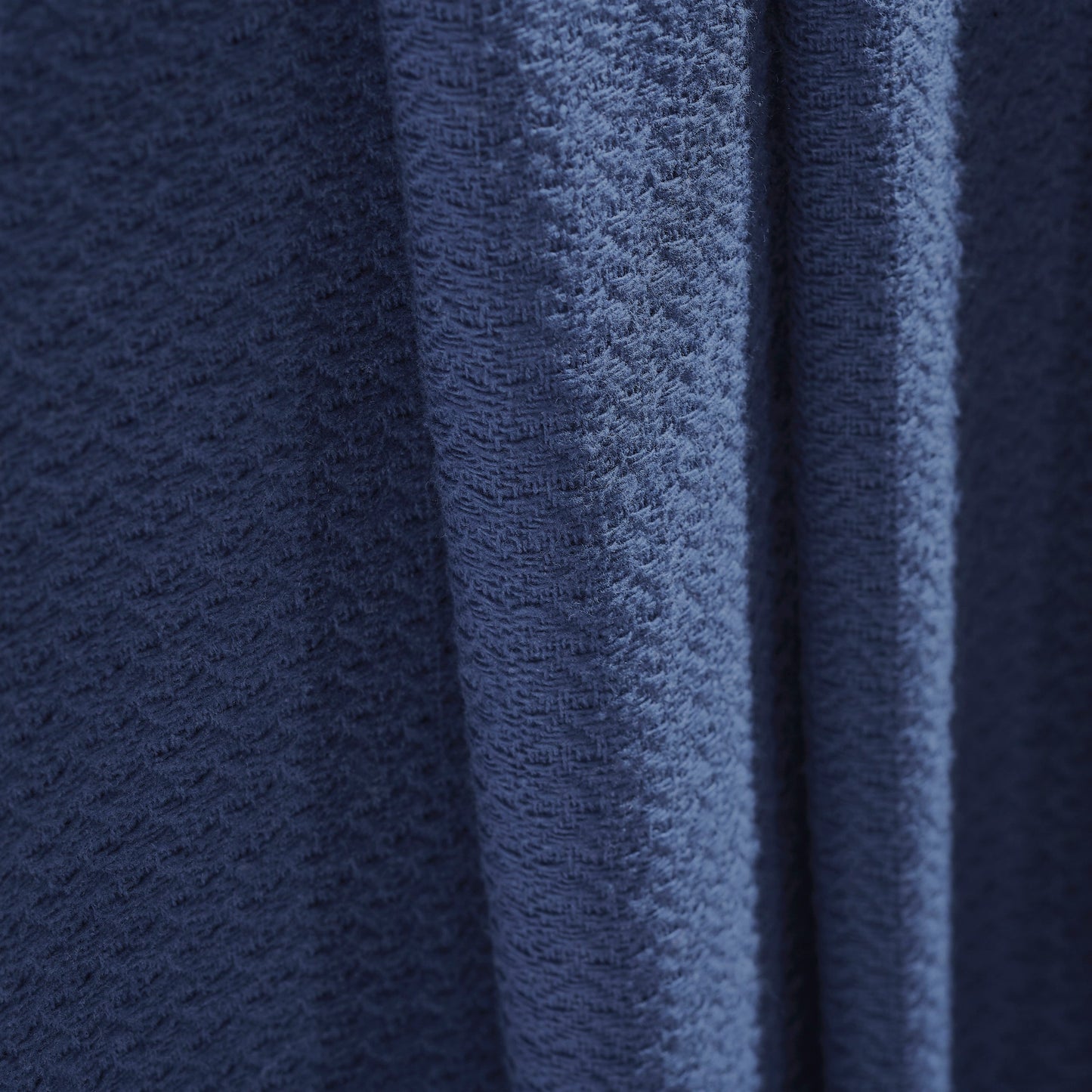 Waffle Weave Honeycomb Knit Soft Solid Textured Cotton Blanket - Navy Blue