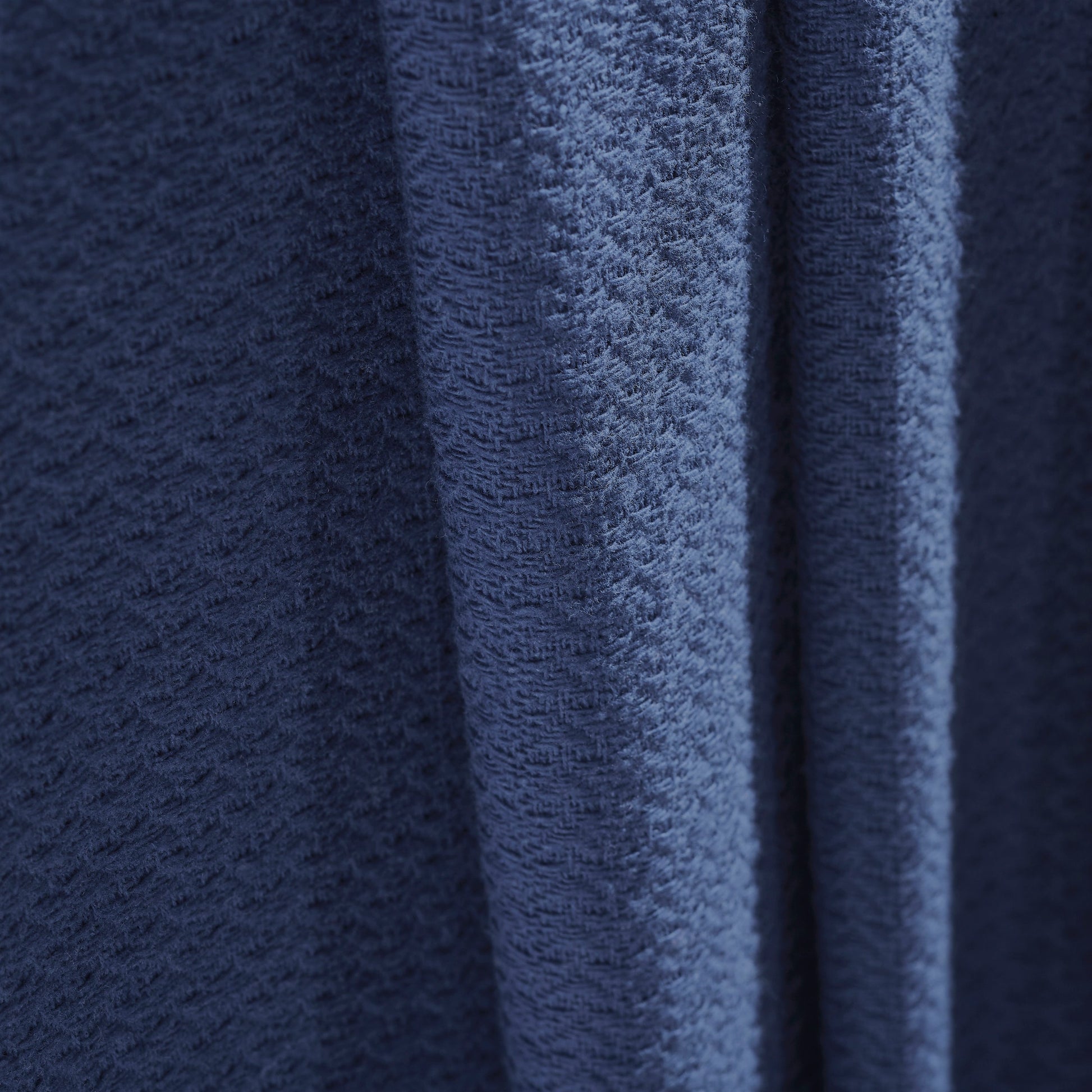Waffle Weave Honeycomb Knit Soft Solid Textured Cotton Blanket - Navy Blue