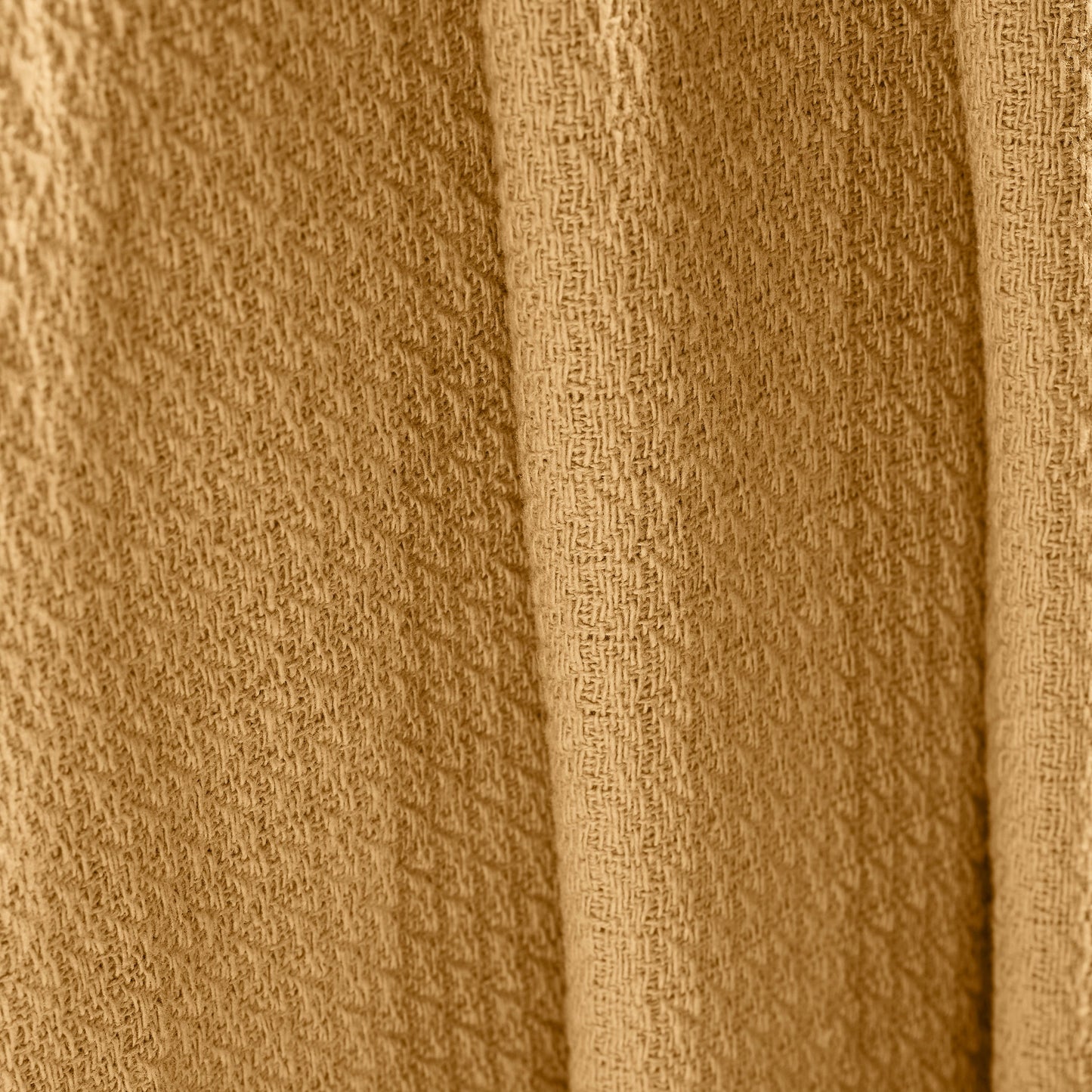 Waffle Weave Honeycomb Knit Soft Solid Textured Cotton Blanket - Sahara