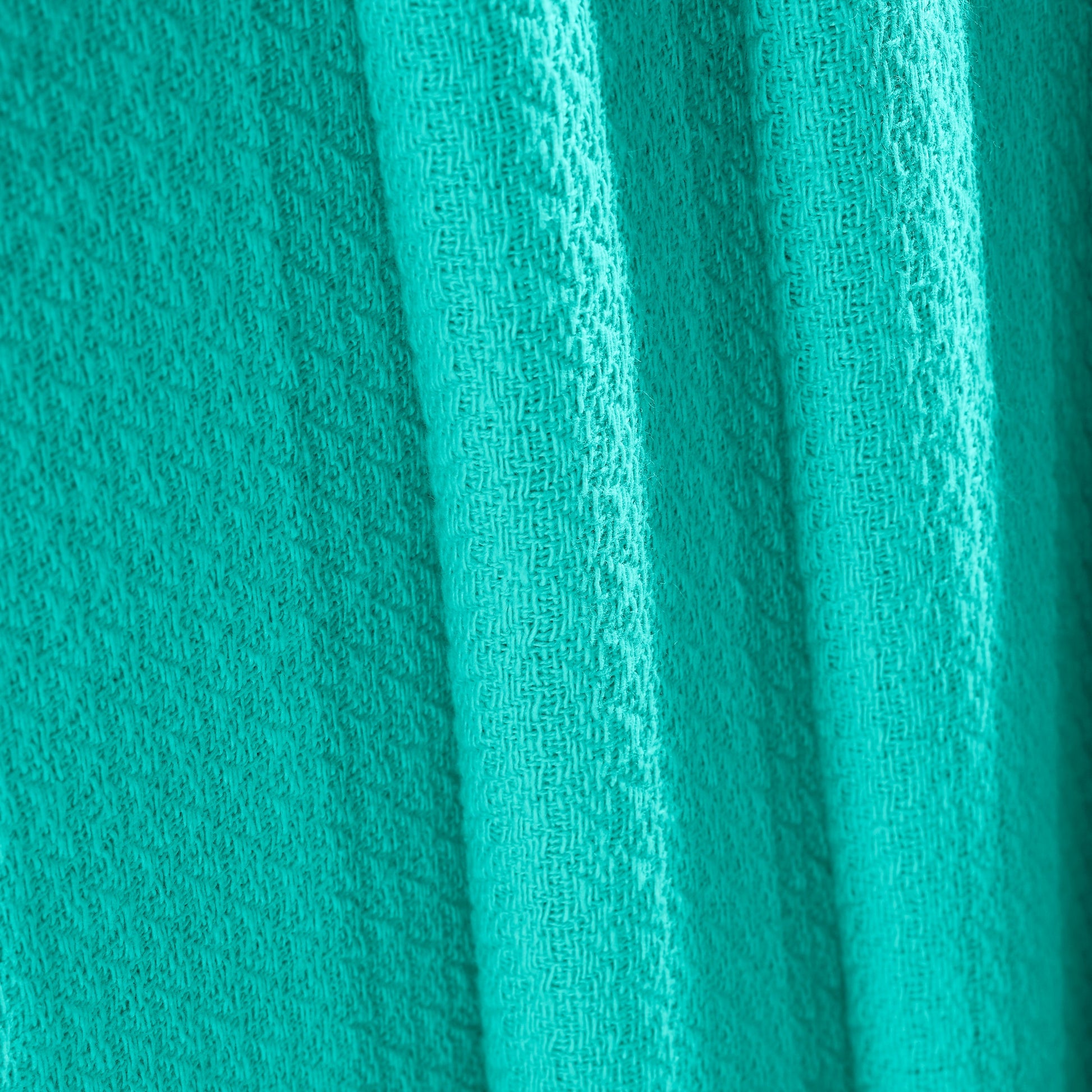 Waffle Weave Honeycomb Knit Soft Solid Textured Cotton Blanket - Turquoise