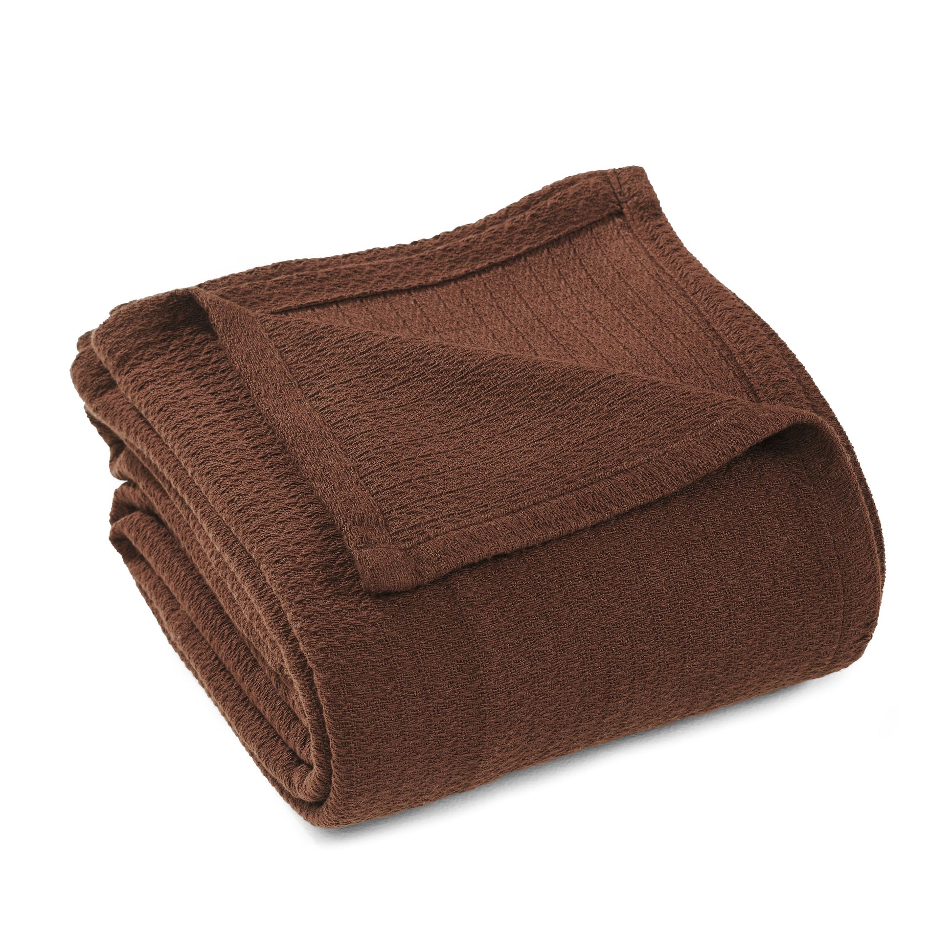 Waffle Weave Honeycomb Knit Soft Solid Textured Cotton Blanket - Chocolate