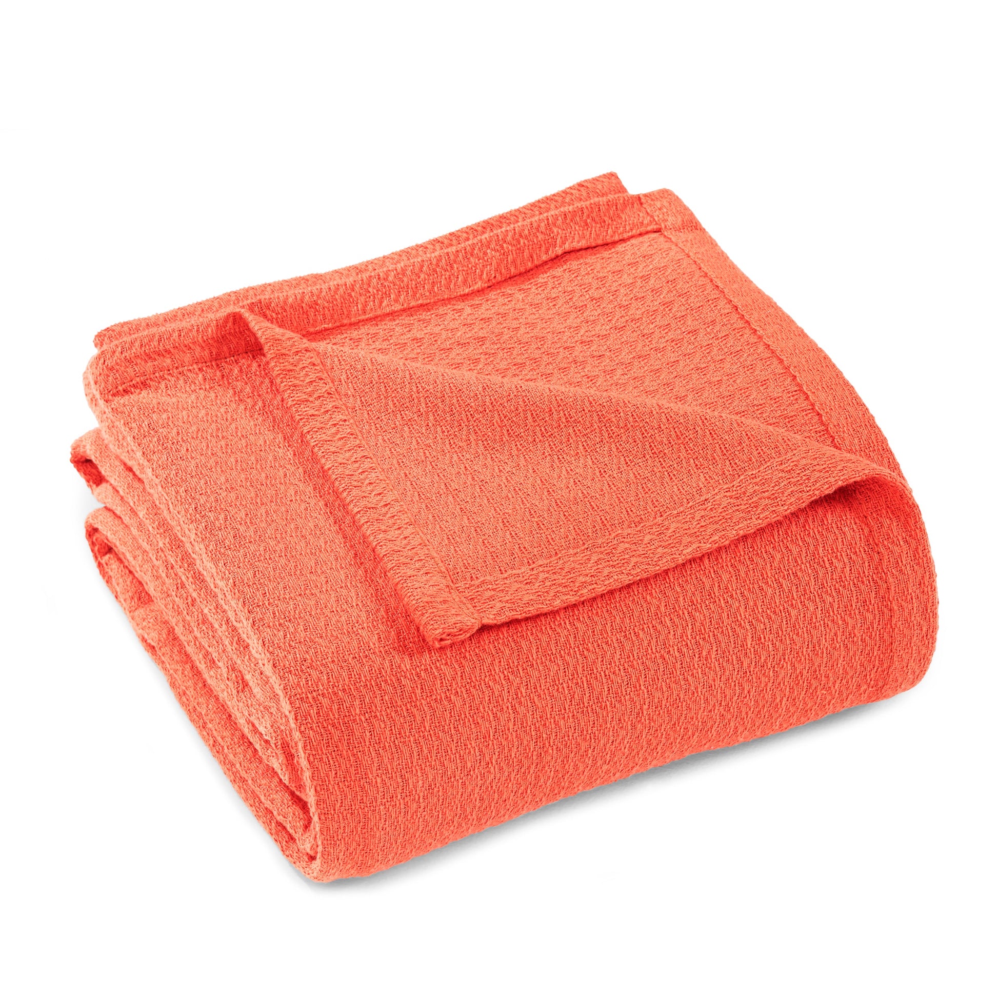 Waffle Weave Honeycomb Knit Soft Solid Textured Cotton Blanket - Coral
