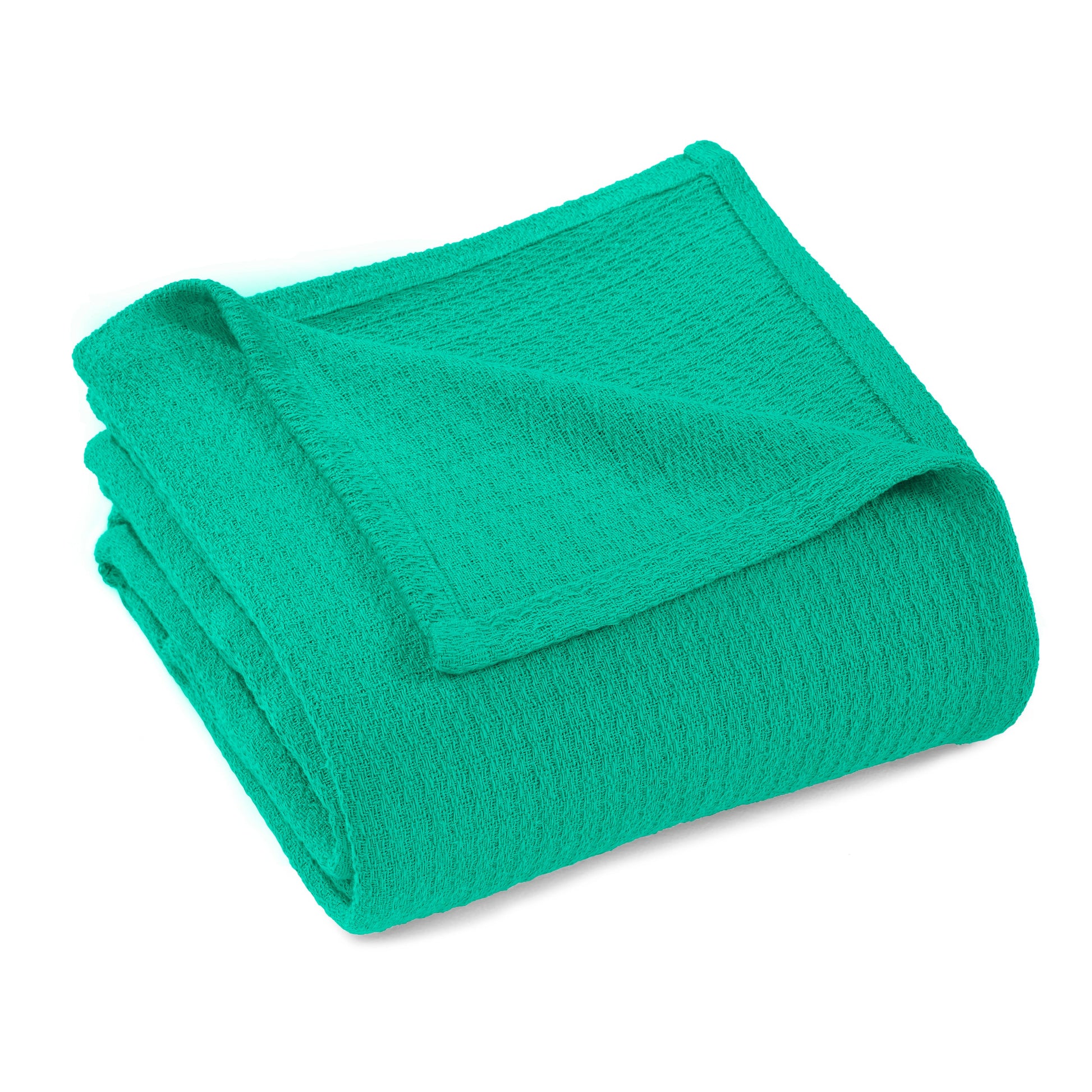Waffle Weave Honeycomb Knit Soft Solid Textured Cotton Blanket - Gumdrop Green
