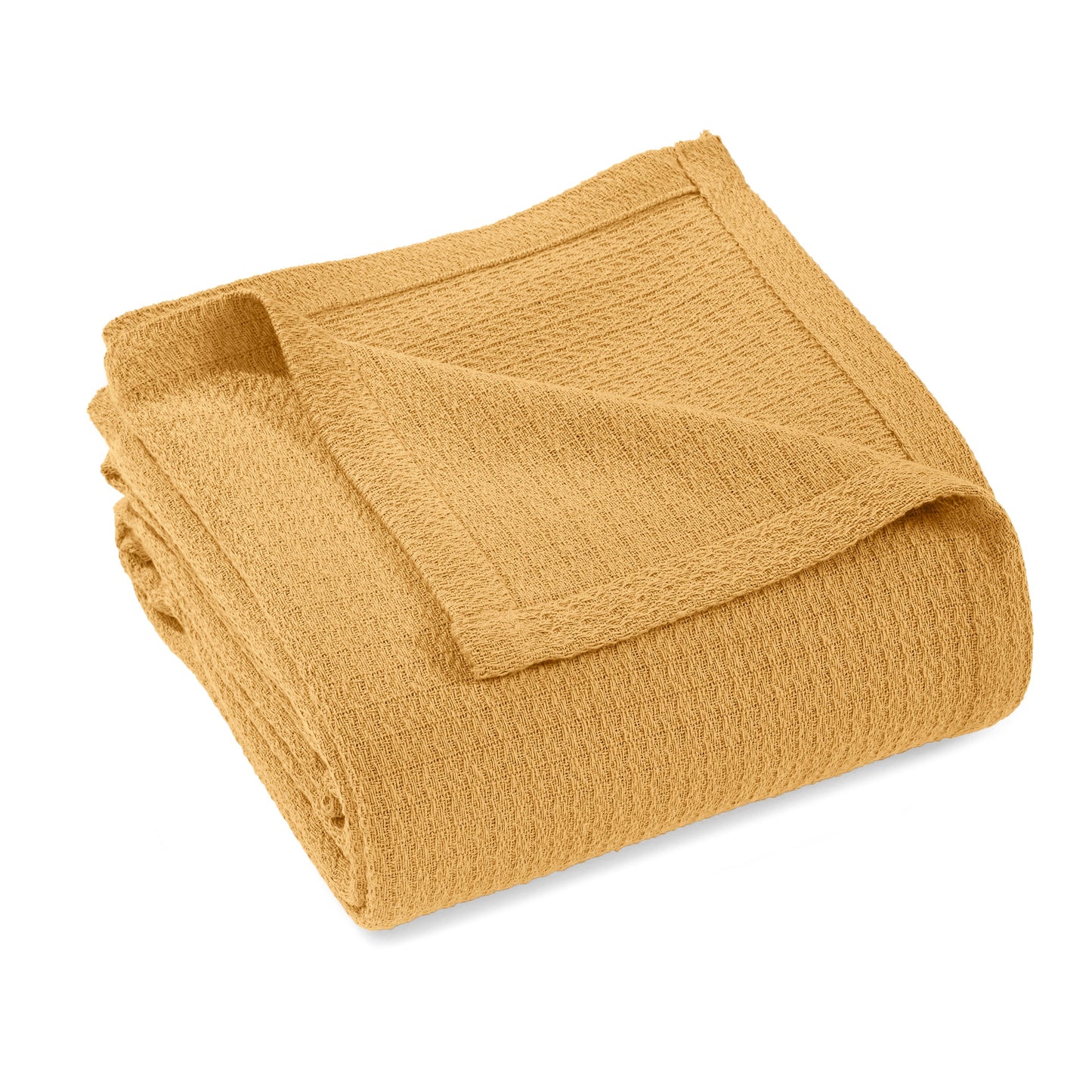 Waffle Weave Honeycomb Knit Soft Solid Textured Cotton Blanket - Sahara