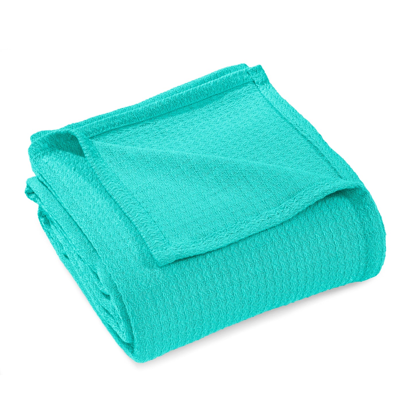 Waffle Weave Honeycomb Knit Soft Solid Textured Cotton Blanket - Turquoise