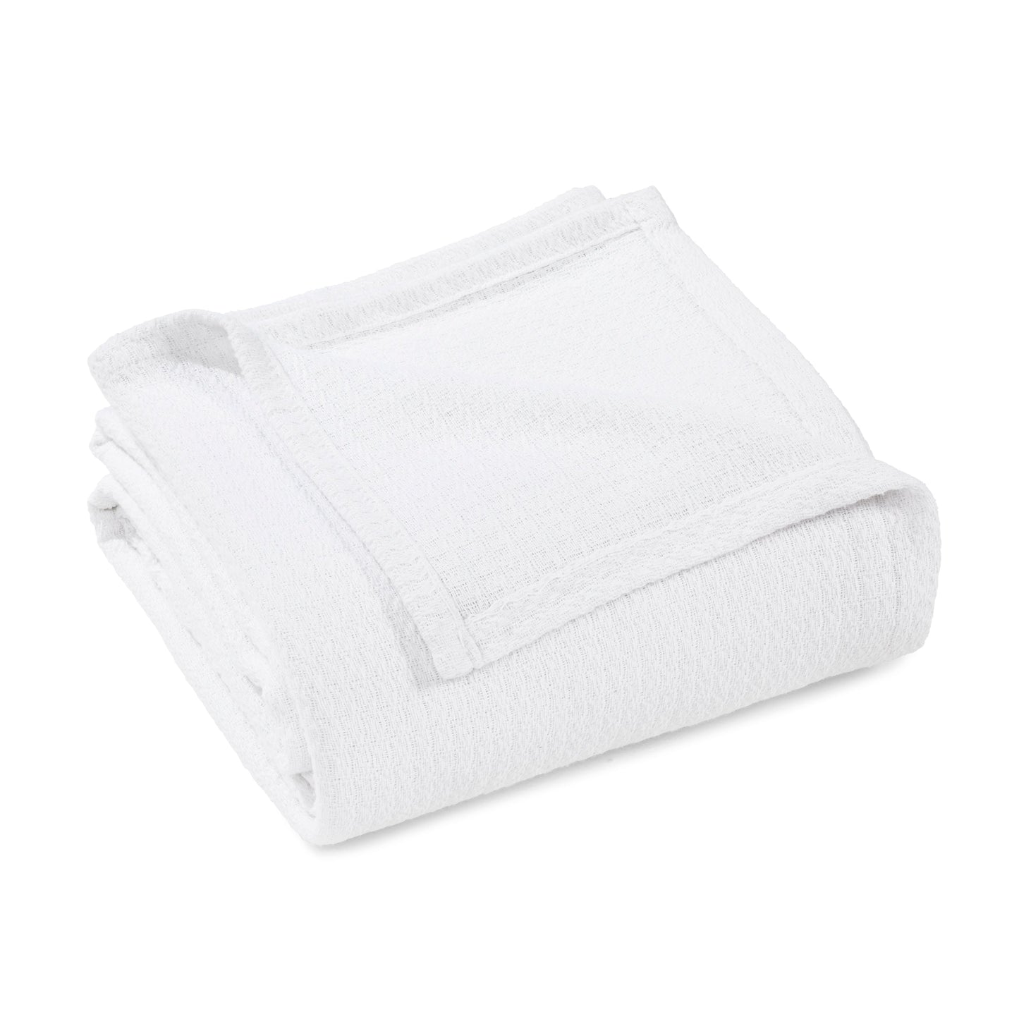 Waffle Weave Honeycomb Knit Soft Solid Textured Cotton Blanket - White