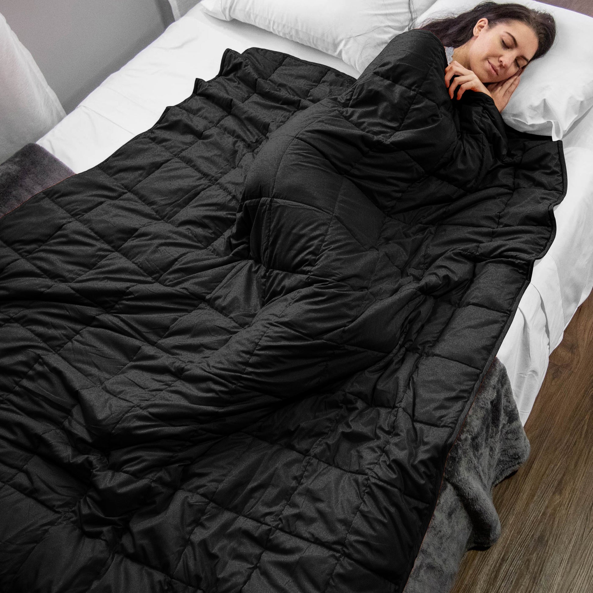 Weighted Quilted Microfiber Throw Blanket - Black