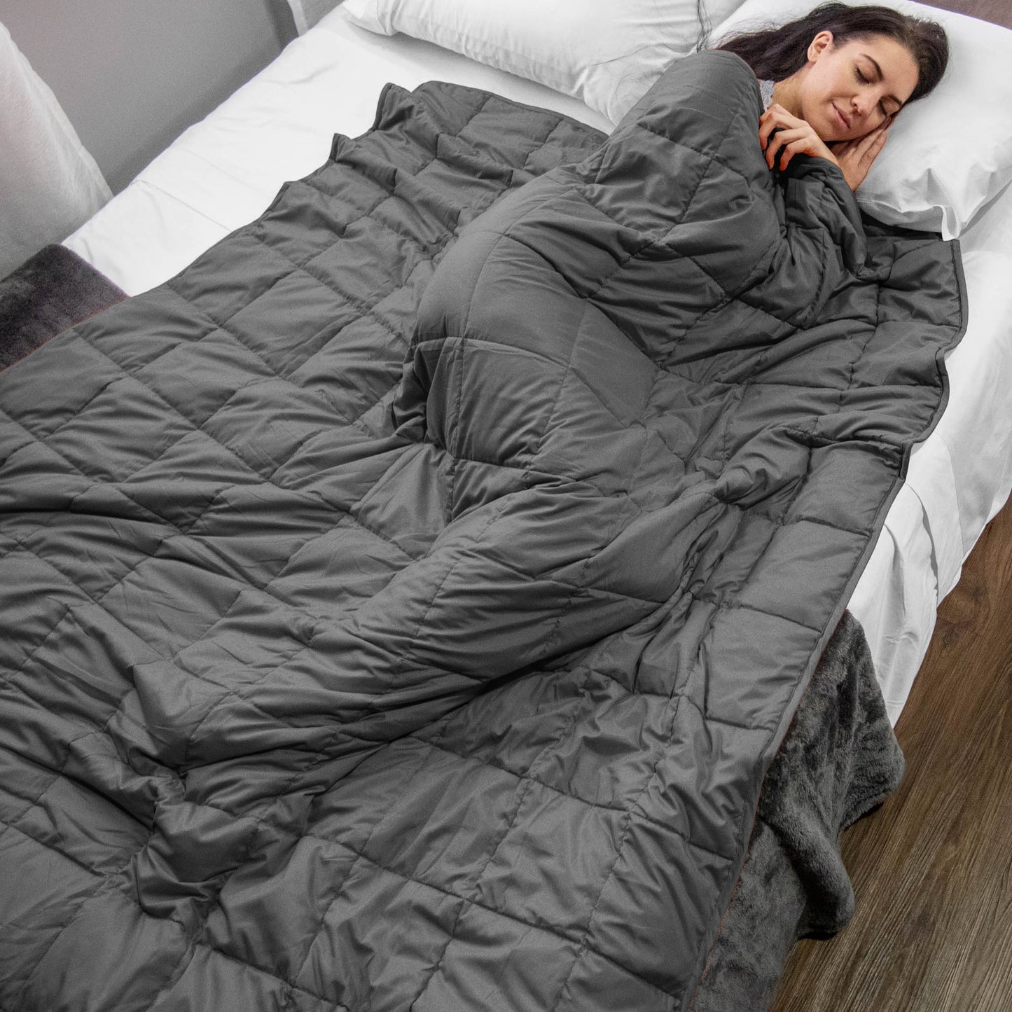 Weighted Quilted Microfiber Throw Blanket - Charcoal