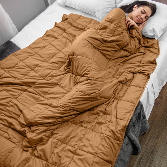 Weighted Quilted Microfiber Throw Blanket  - Taupe