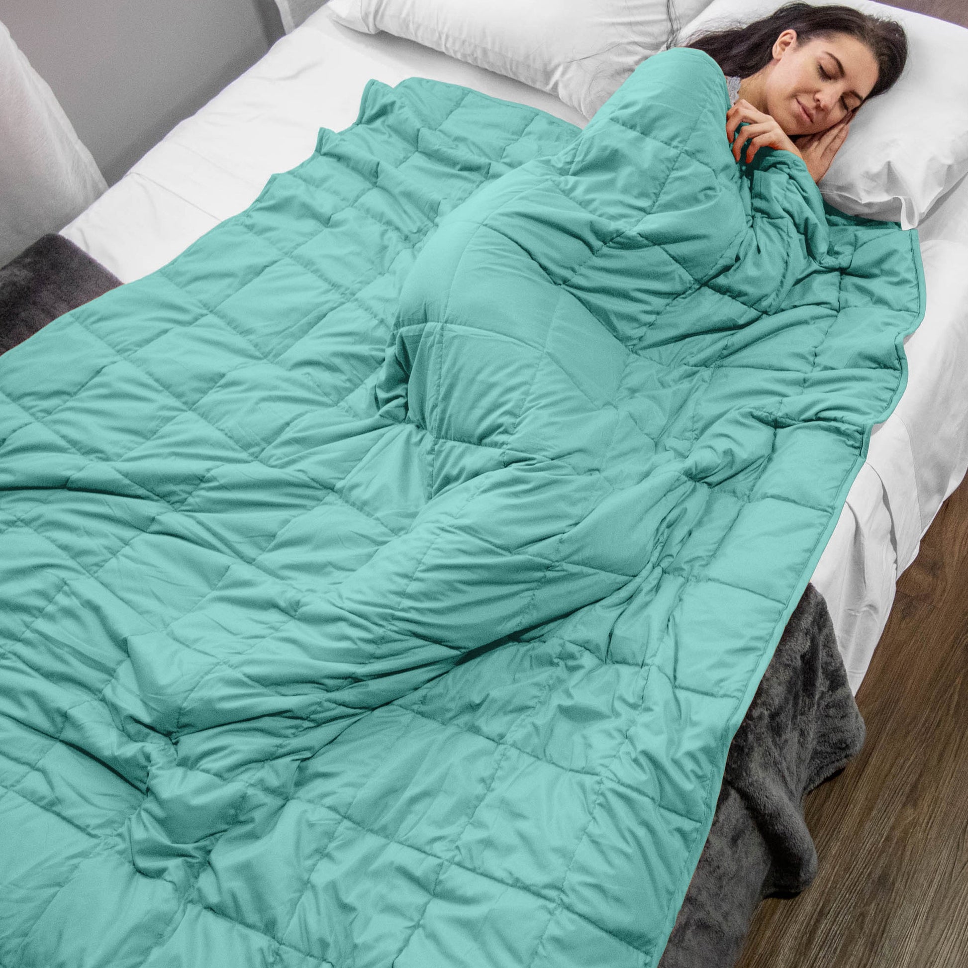 Weighted Quilted Microfiber Throw Blanket  - Turquoise