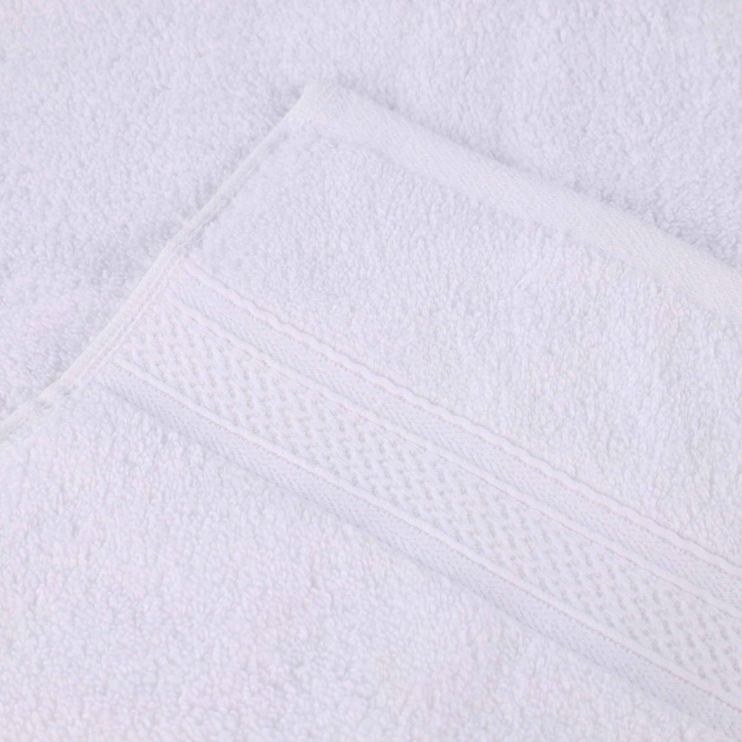 Chevron Zero Twist Solid and Jacquard Soft Cotton 6 Piece Towel Set - White