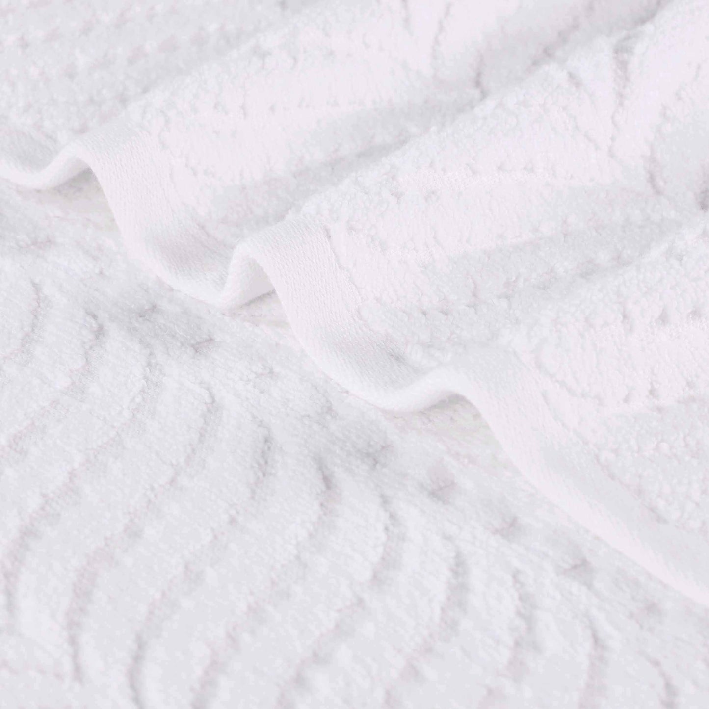 Chevron Zero Twist Solid and Jacquard Soft Cotton 6 Piece Towel Set - White