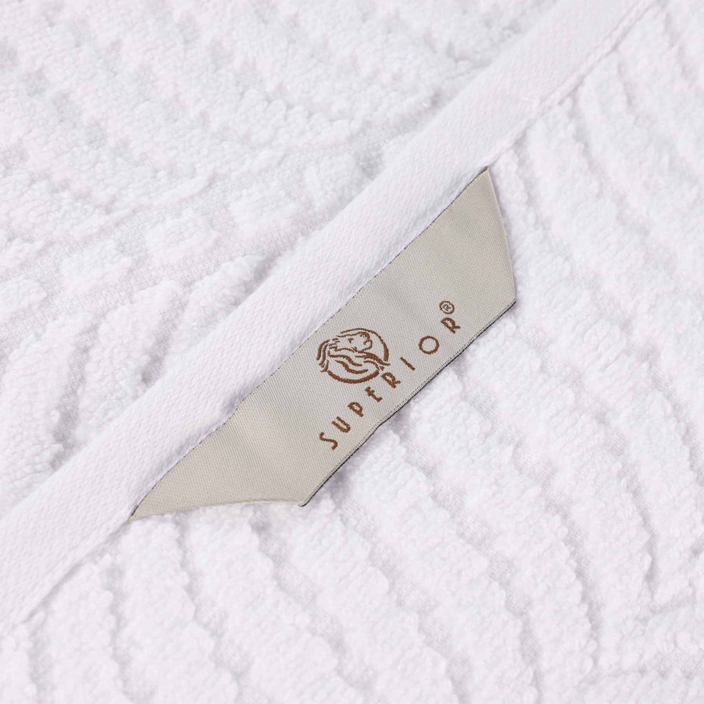 Chevron Zero Twist Solid and Jacquard Soft Cotton 6 Piece Towel Set - White