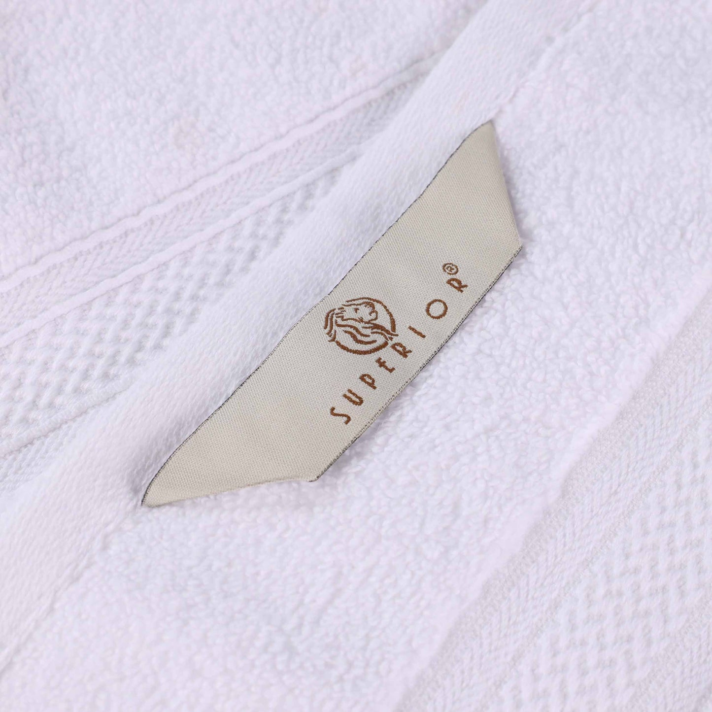 Chevron Zero Twist Solid and Jacquard Soft Cotton 6 Piece Towel Set - White
