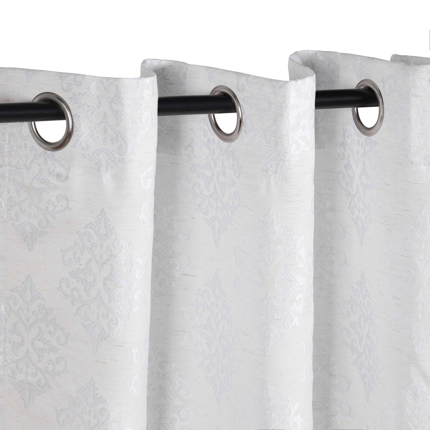 Venetian Damask Jacquard Curtain Panels, Set of 2 - White
