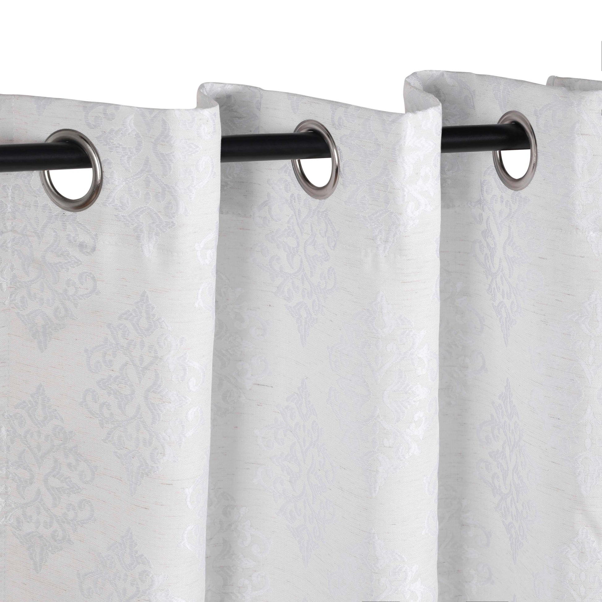 Venetian Damask Jacquard Curtain Panels, Set of 2 - White