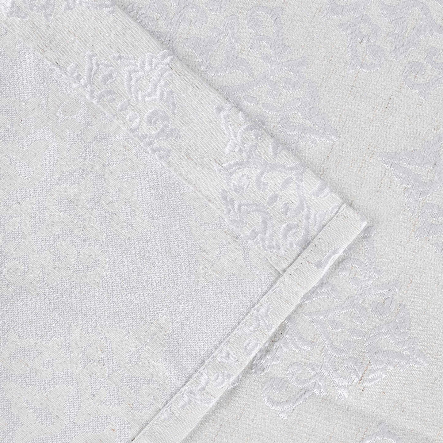 Venetian Damask Jacquard Curtain Panels, Set of 2 - White
