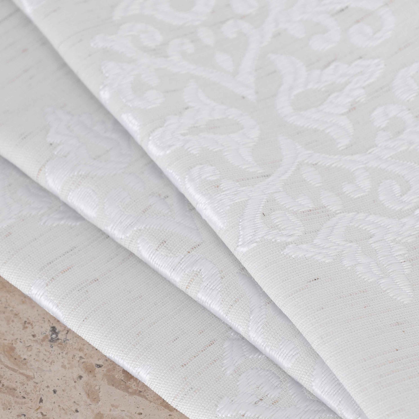 Venetian Damask Jacquard Curtain Panels, Set of 2 - White