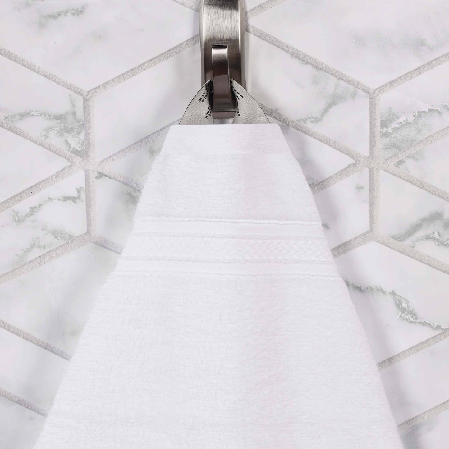 Chevron Zero Twist Solid and Jacquard Soft Cotton 6 Piece Towel Set - White