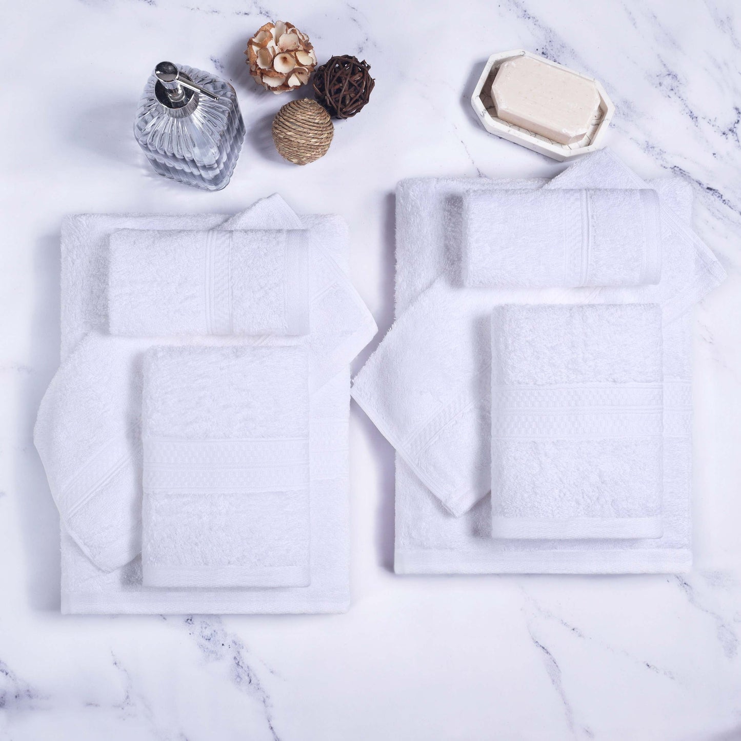 Ultra-Soft Rayon from Bamboo Cotton Blend 8 Piece Towel Set - White