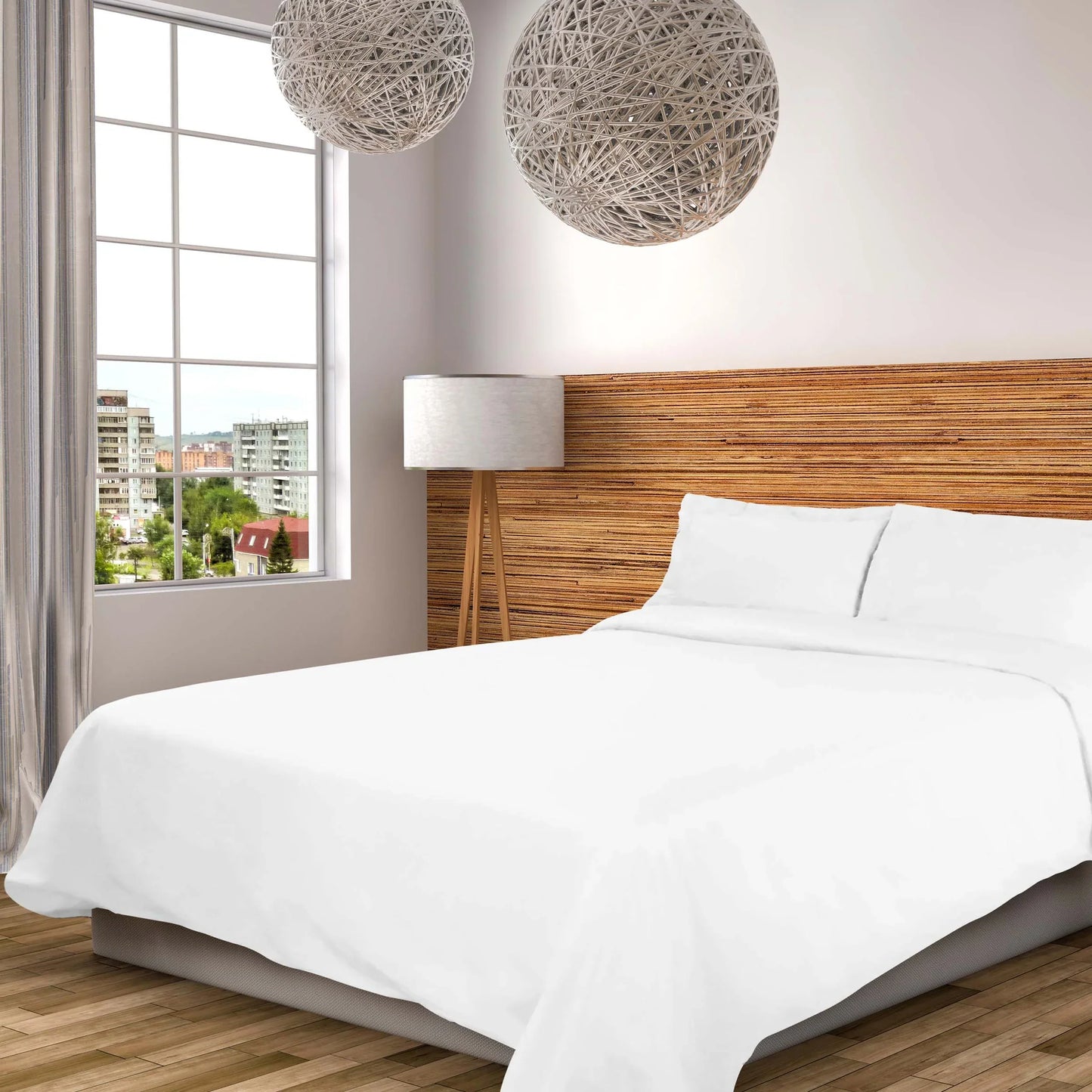 Cotton Percale Modern Traditional Duvet Cover Set - White