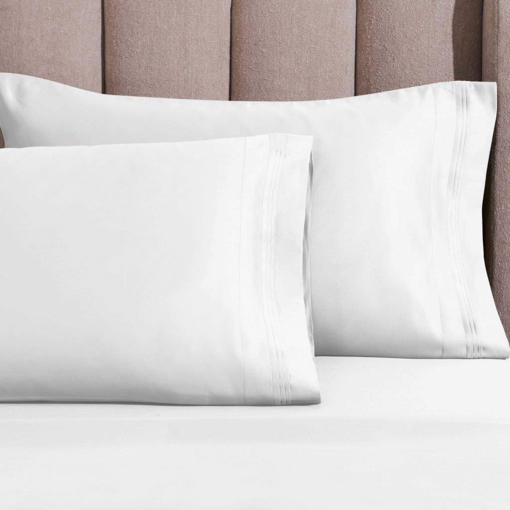 1500 Thread Count Egyptian Cotton 2 Piece Solid Pillowcase Set - White